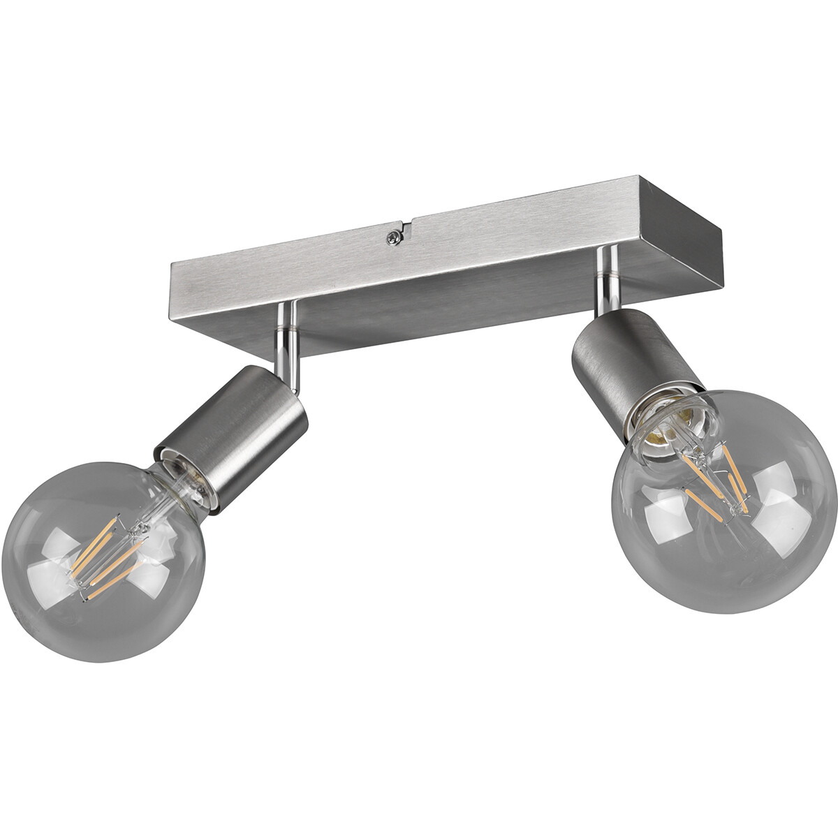 LED Plafondspot - Trion Zuncka - E27 Fitting - 2-lichts - Rechthoek - Mat Nikkel - Aluminium