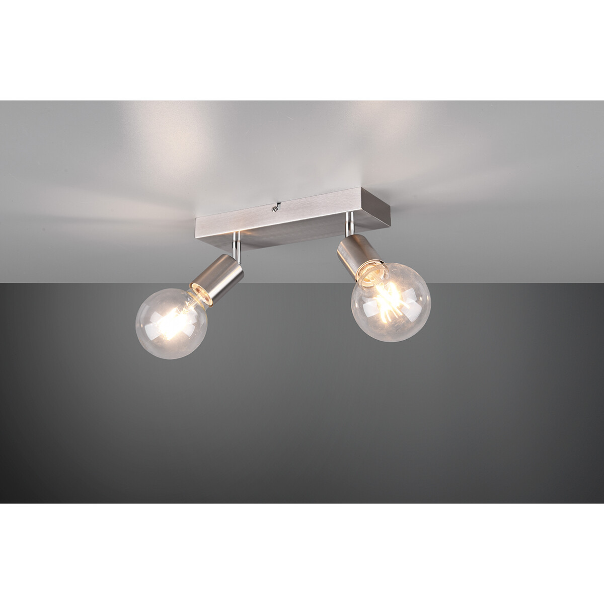 LED Plafondspot - Trion Zuncka - E27 Fitting - 2-lichts - Rechthoek - Mat Nikkel - Aluminium