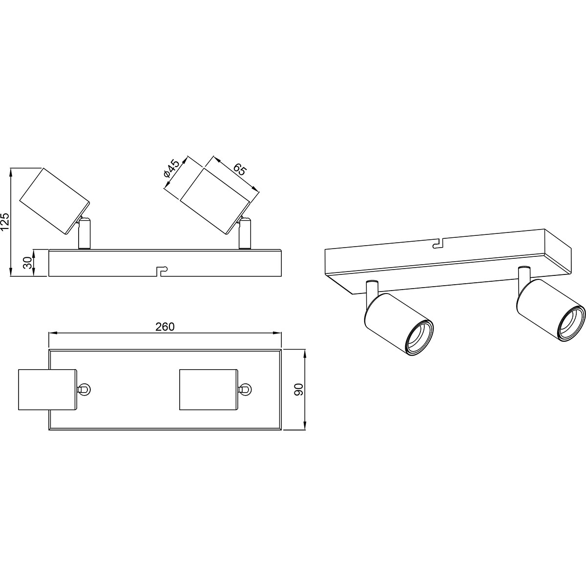 LED Plafondspot - Trion Zuncka - E27 Fitting - 2-lichts - Rechthoek - Mat Nikkel - Aluminium