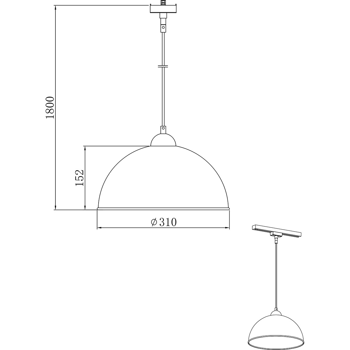 LED Railverlichting - Hanglamp - Trion Dual Jin - 2 Fase - E27 Fitting - Rond - Mat Zwart - Aluminium