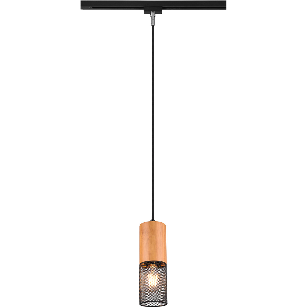 LED Railverlichting - Hanglamp - Trion Dual Yosh - 2 Fase - E27 Fitting - Rond - Mat Zwart - Aluminium