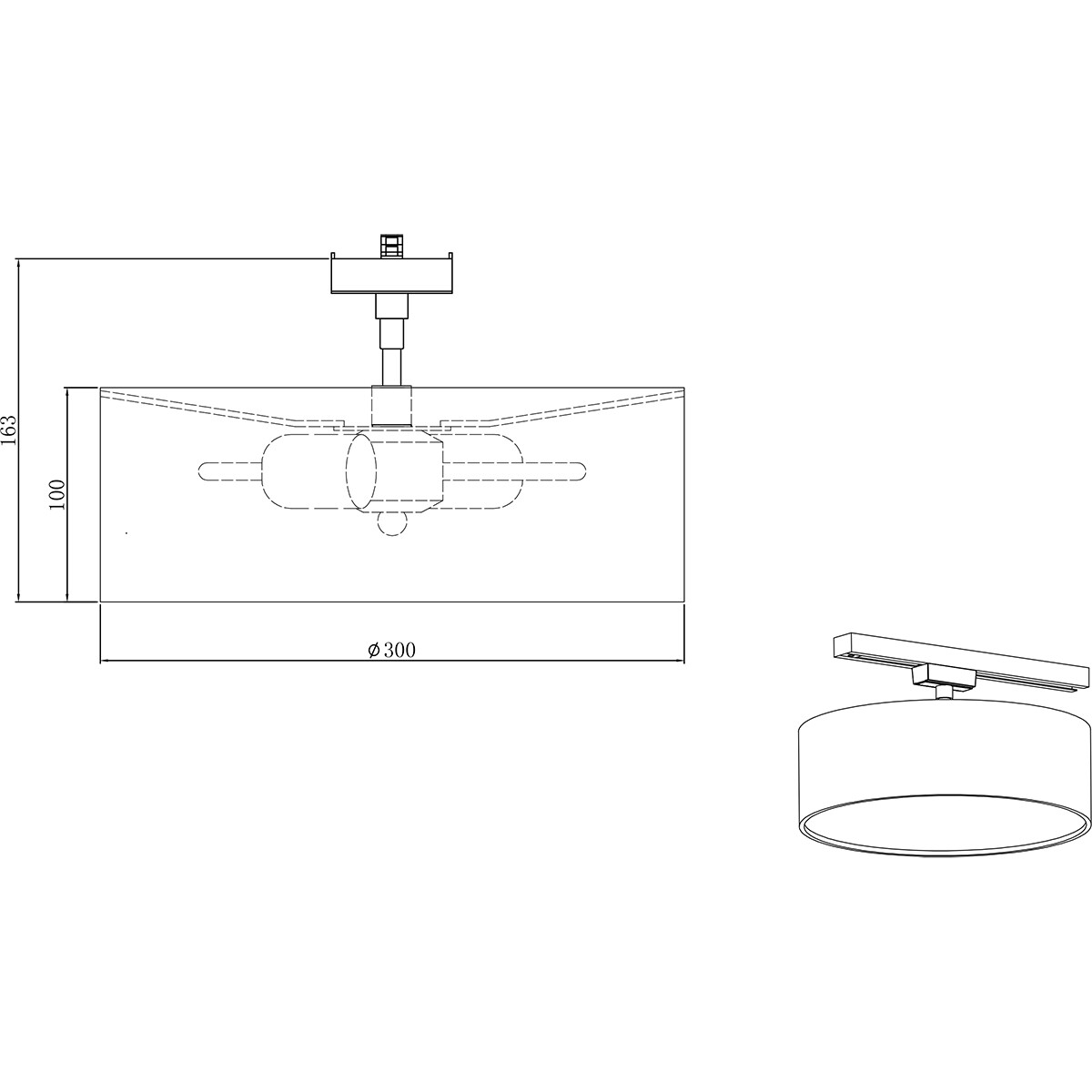 LED Railverlichting - Plafondlamp - Plafondverlichting - Trion Dual Hotia - 2 Fase - E27 Fitting - Rond - Mat Grijs - Textiel