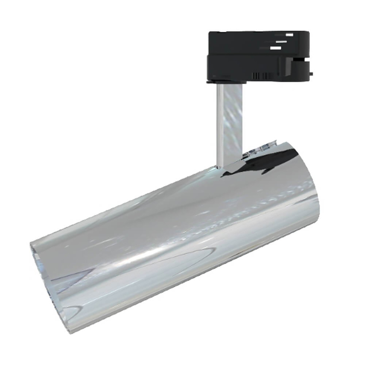 LED Railverlichting - Track Spot - Facto - 30W 1 Fase - Rond - Warm Wit 3000K - Glans Chroom Aluminium