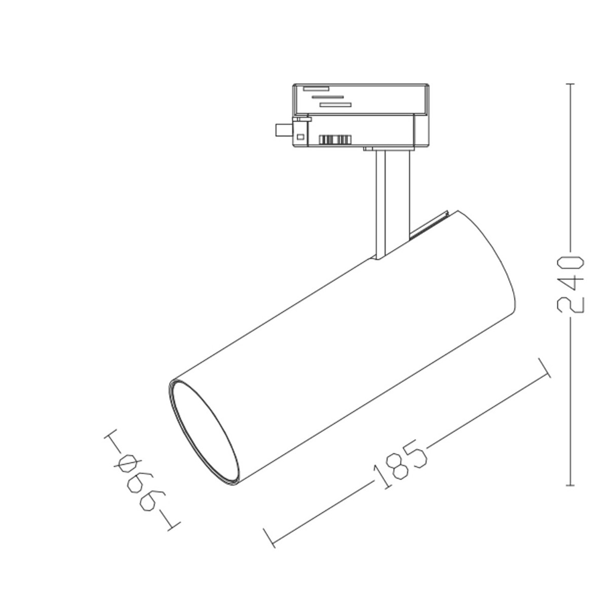 LED Railverlichting - Track Spot - Facto - 30W 1 Fase - Rond - Warm Wit 3000K - Glans Chroom Aluminium