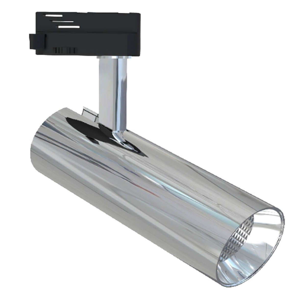 LED Railverlichting - Track Spot - Facto - 30W 1 Fase - Rond - Warm Wit 3000K - Glans Chroom Aluminium