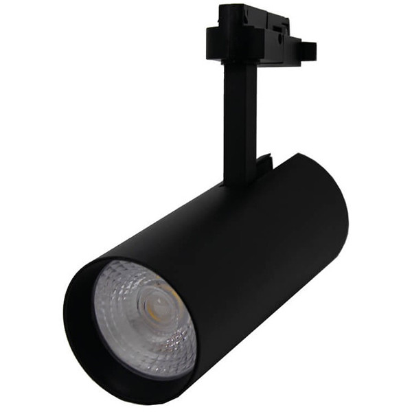 LED Railverlichting - Track Spot - Facto - Dimbaar - 30W 1 Fase - Rond - Natuurlijk Wit 4000K - Mat Zwart Aluminium