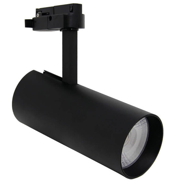 LED Railverlichting - Track Spot - Facto - Dimbaar - 30W 1 Fase - Rond - Natuurlijk Wit 4000K - Mat Zwart Aluminium