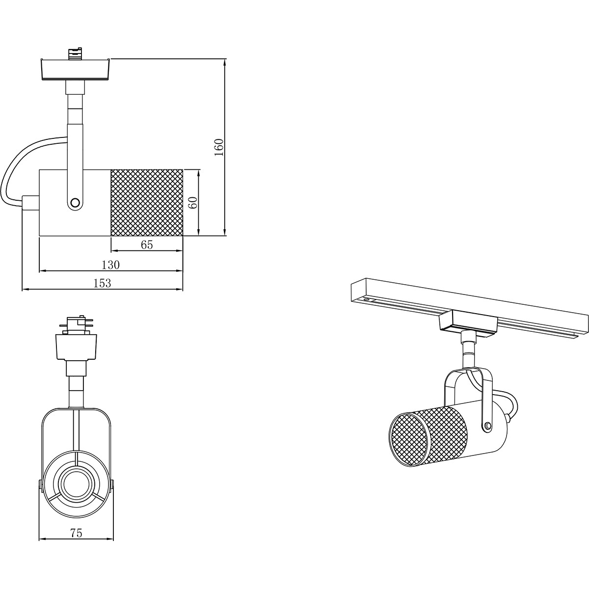 LED Railverlichting - Track Spot - Trion Dual Yosh - 2 Fase - E14 Fitting - Rond - Mat Zwart - Aluminium