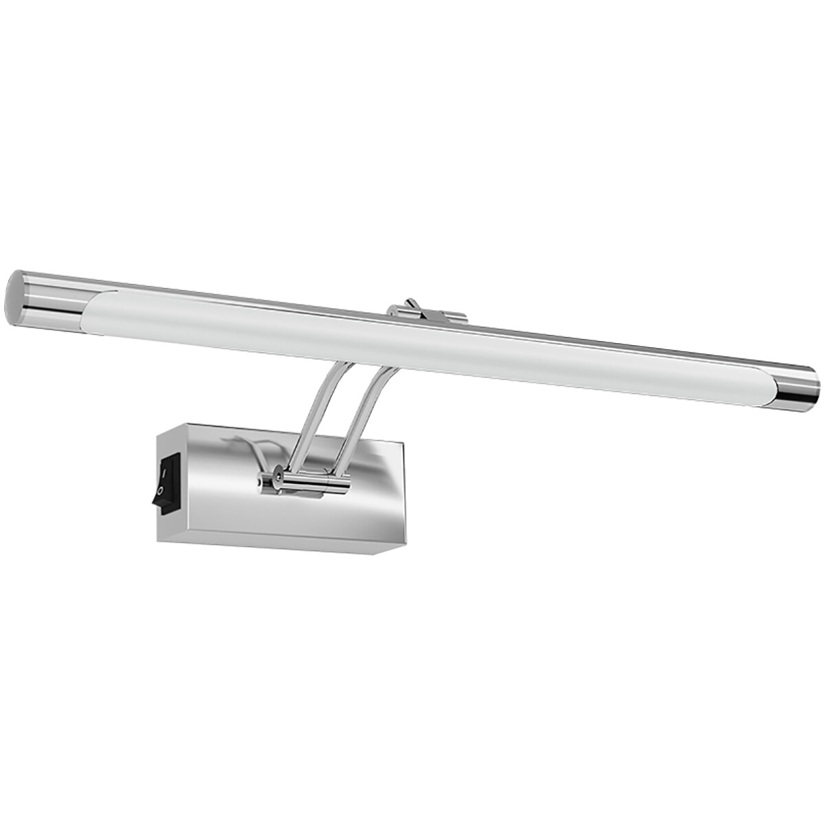 LED Schilderijlamp - Spiegellamp - Brinton Sarin - 8W 700lm - Warm Wit 3000K - Kantelbaar - Rond - Chroom