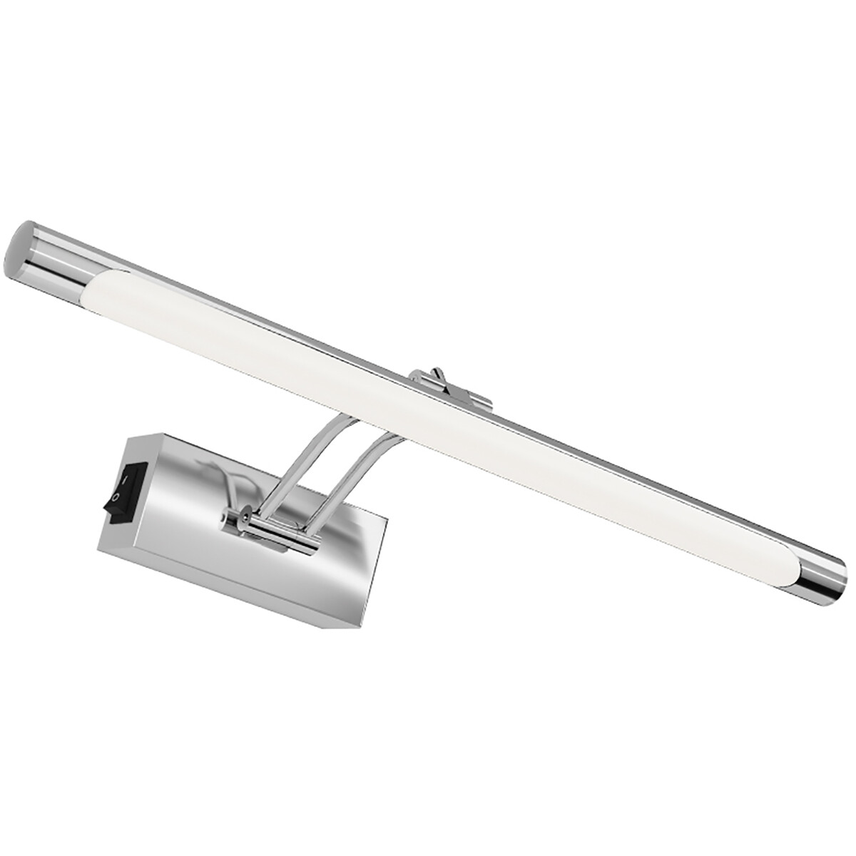 LED Schilderijlamp - Spiegellamp - Brinton Sarin - 8W 700lm - Aanpasbare Lichtkleur CCT - Kantelbaar - Rond - Chroom