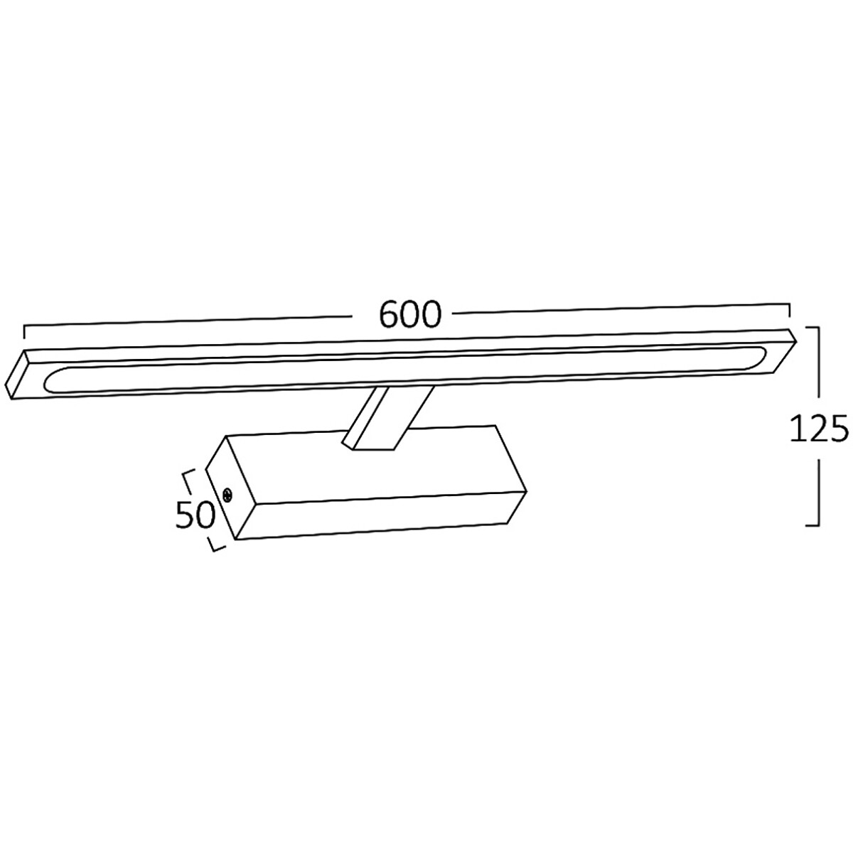 LED Spiegellamp - Brinton Armin - 12W 900lm - Warm Wit 3000K - IP44 - Rechthoek - Chroom