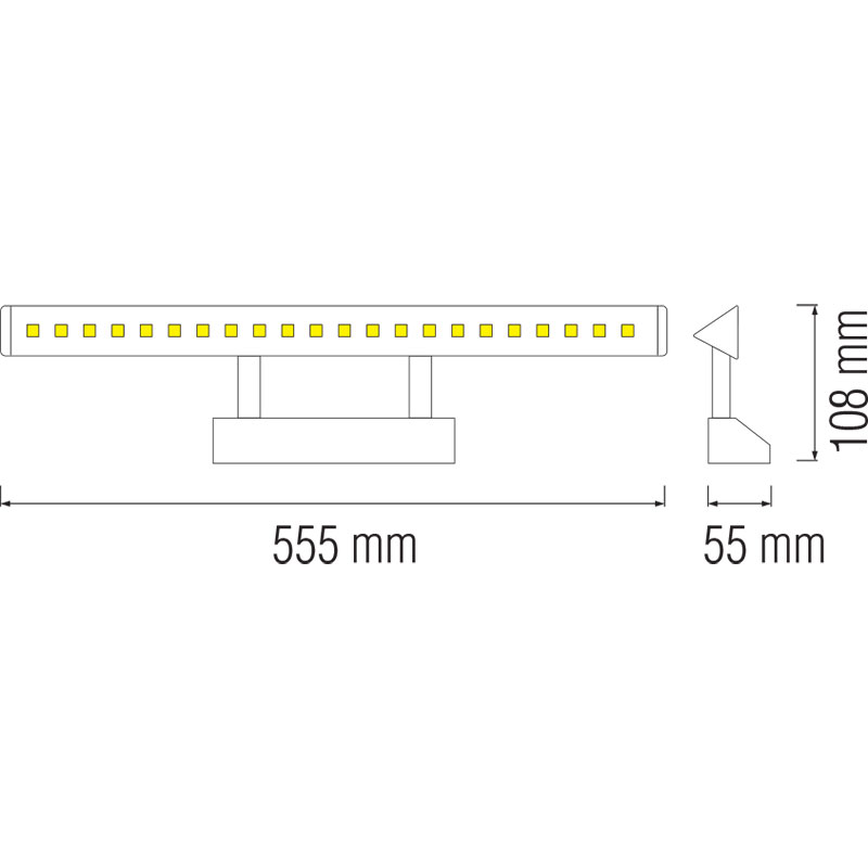 LED Spiegelverlichting - Schilderijverlichting - Rechthoek 6W - Glans Chroom Aluminium