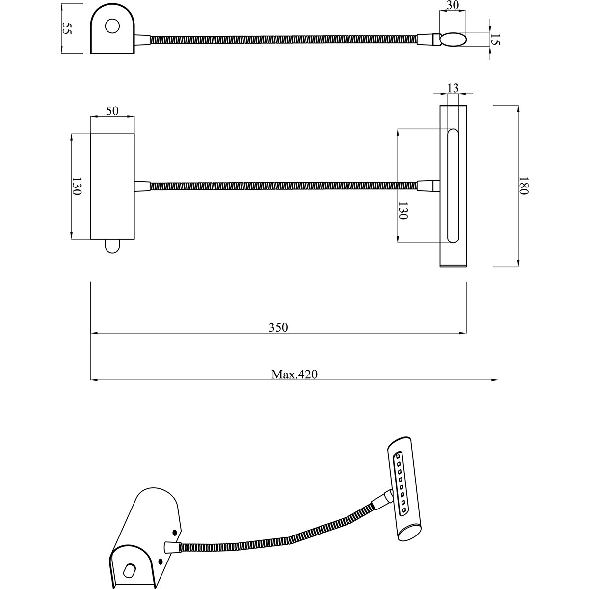 LED Spiegelverlichting - Schilderijverlichting - Trion Curty - 4W - Warm Wit 3000K - Dimbaar - Ovaal - Mat Goud - Aluminium