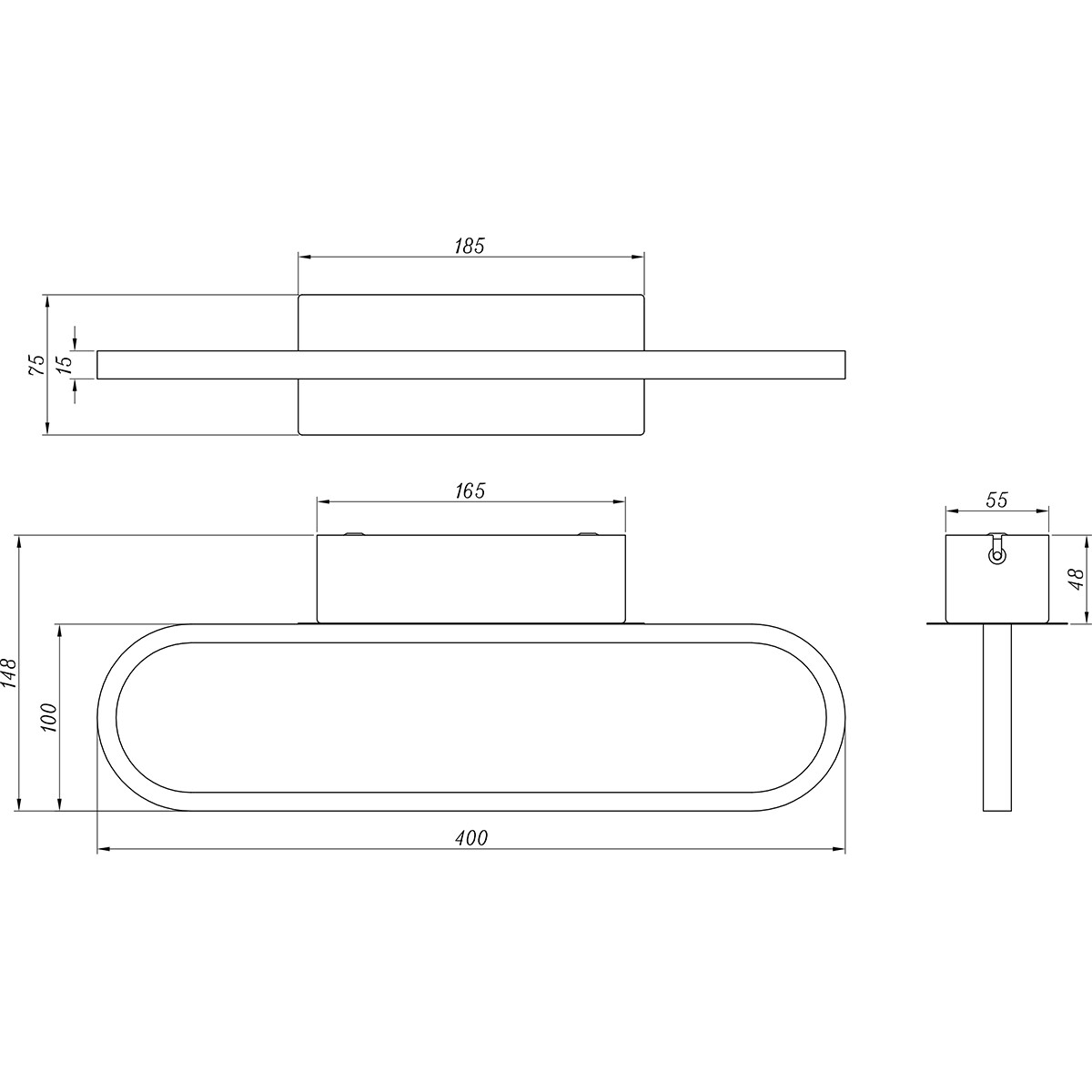 LED Spiegelverlichting - Trion Giando - 17W - Warm Wit 3000K - Spatwaterdicht IP44 - Mat Zwart - Aluminium