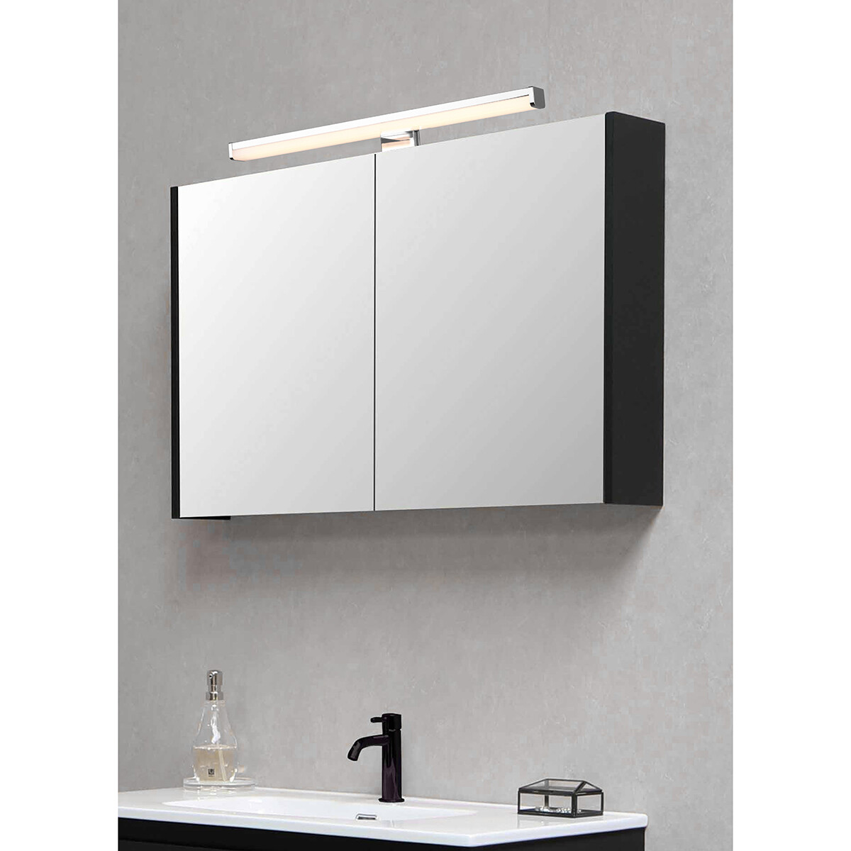 LED Spiegelverlichting - Trion Liman - 7.4W - Spatwaterdicht IP44 - Warm Wit 3000K - Glans Chroom - Kunststof