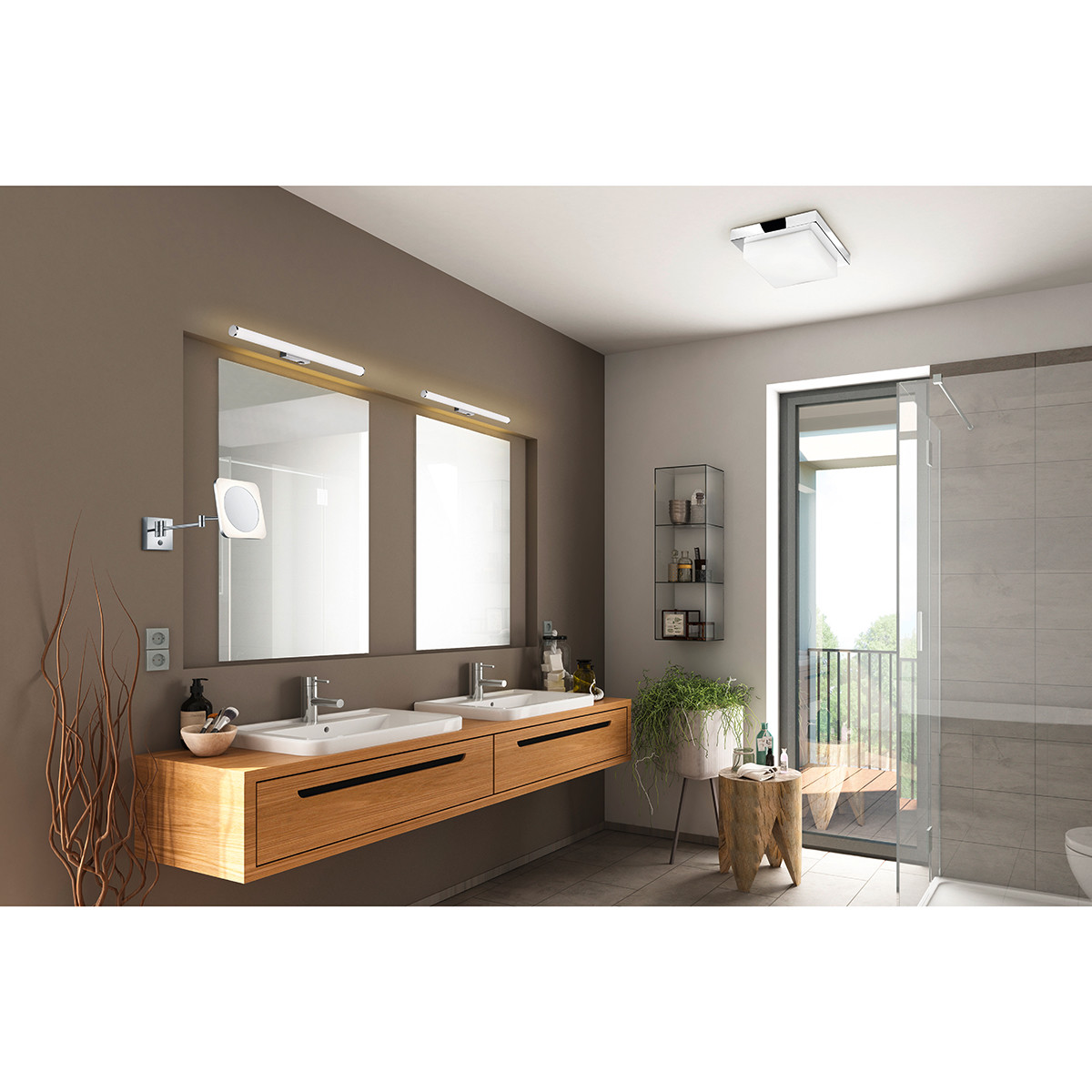 LED Spiegelverlichting - Trion Matero - 6W - Spatwaterdicht IP44 - Warm Wit 3000K - Glans Chroom - Aluminium