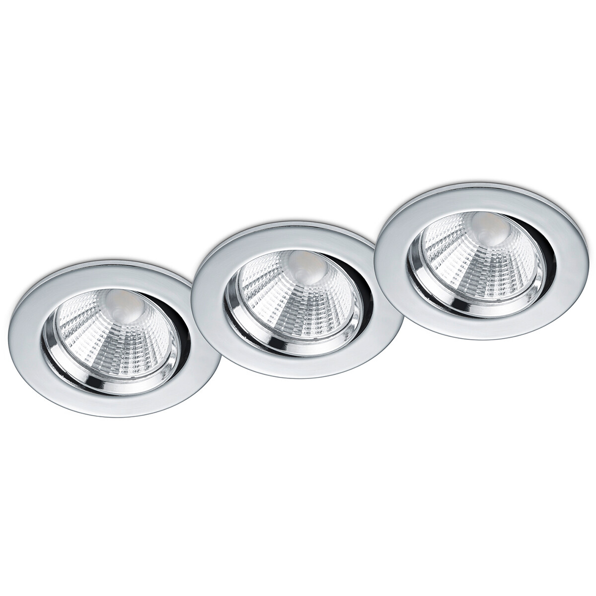 LED Spot 3 Pack - Inbouwspot - Trion Paniro - Rond 5W - Dimbaar - Warm Wit 3000K - Mat Chroom - Aluminium - Ø80mm