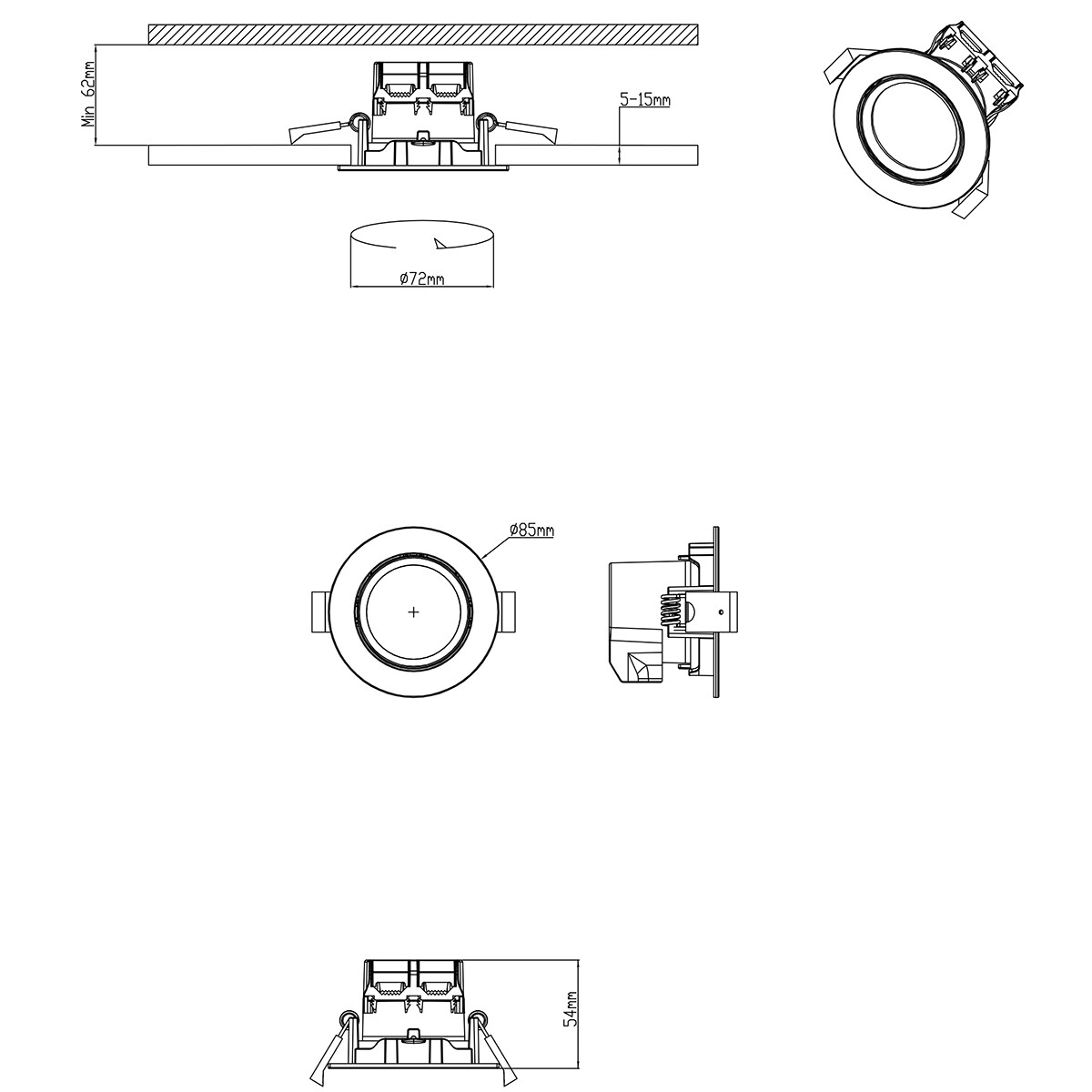 LED Spot 3 Pack - Inbouwspot - Trion Paniro - Rond 5W - Dimbaar - Warm Wit 3000K - Mat Nikkel - Aluminium - Ø80mm