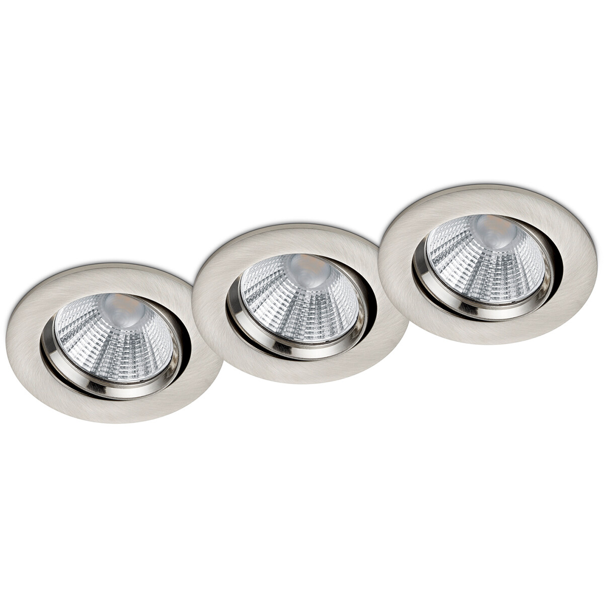 LED Spot 3 Pack - Inbouwspot - Trion Paniro - Rond 5W - Dimbaar - Warm Wit 3000K - Mat Nikkel - Aluminium - Ø80mm