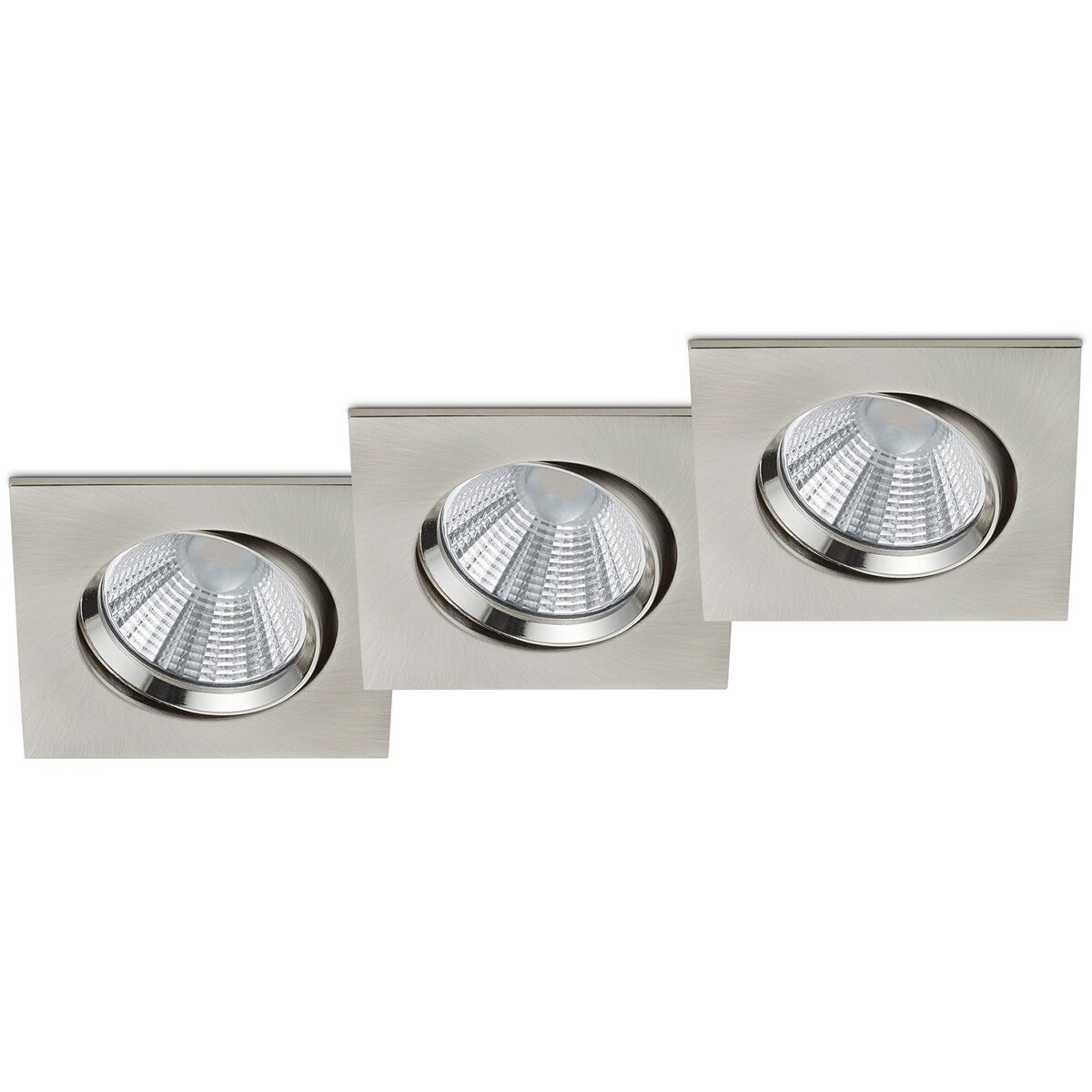 LED Spot 3 Pack - Inbouwspot - Trion Paniro - Vierkant 5W - Dimbaar - Warm Wit 3000K - Mat Nikkel - Aluminium - 80mm