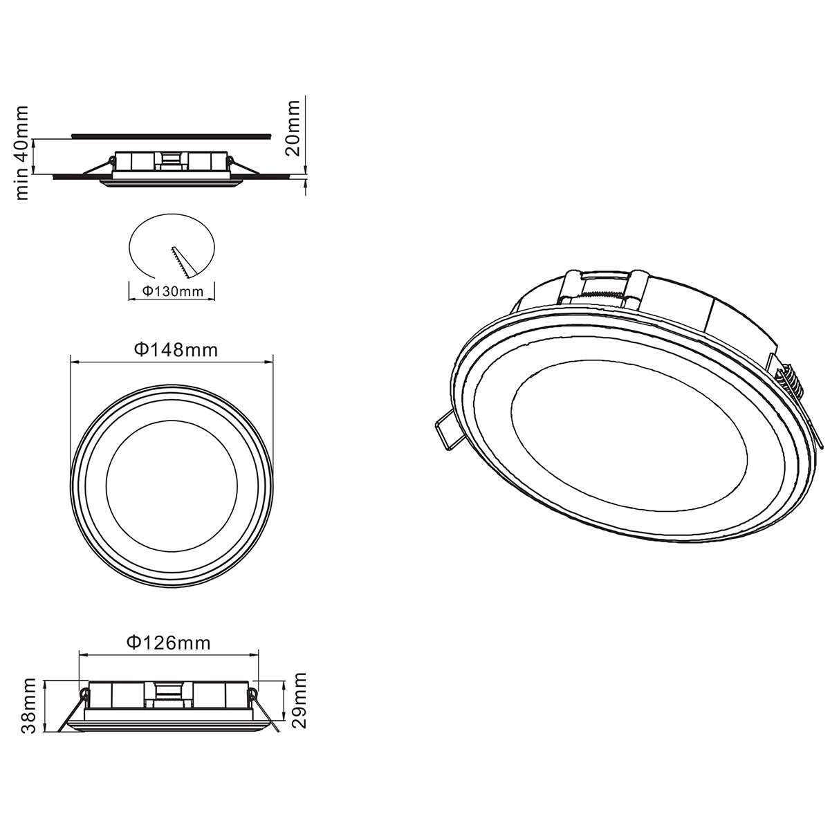 LED Spot - Inbouwspot - Trion Auran - 10W - Warm Wit 3000K - Rond - Mat Chroom - Kunststof