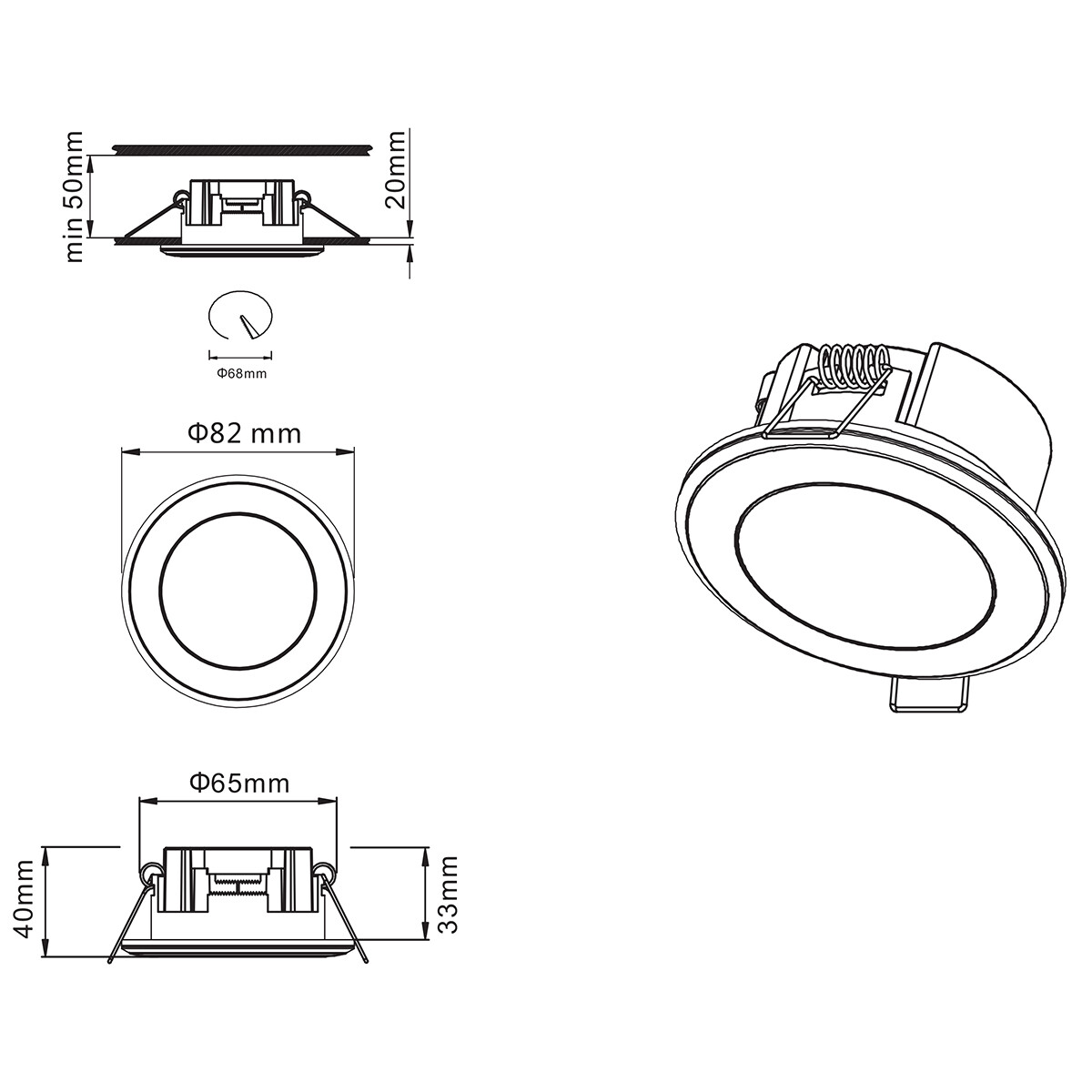 LED Spot - Inbouwspot - Trion Auran - 5W - Warm Wit 3000K - Rond - Mat Chroom - Kunststof