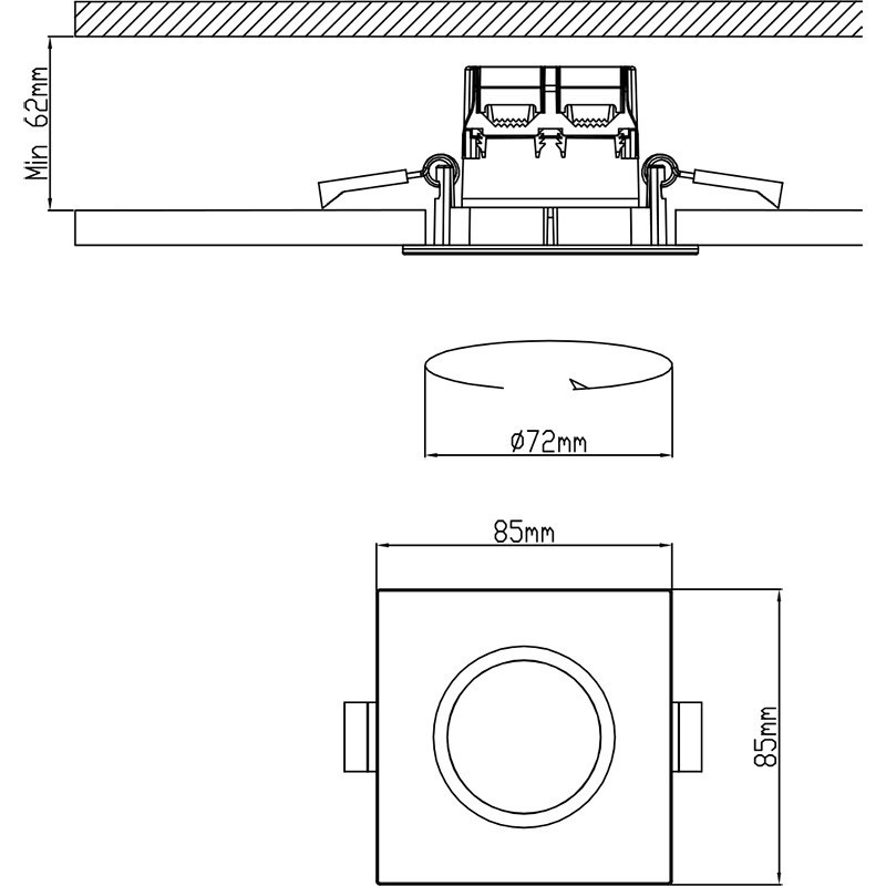 LED Spot - Inbouwspot - Trion Zagrona - 5W - Waterdicht IP65 - Dimbaar - Warm Wit 3000K - Mat Wit - Aluminium - Vierkant