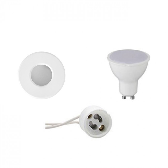 LED Spot Set - Aigi - GU10 Fitting - Waterdicht IP65 - Inbouw Rond - Mat Wit - 6W - Helder/Koud Wit 6400K - Ø82mm