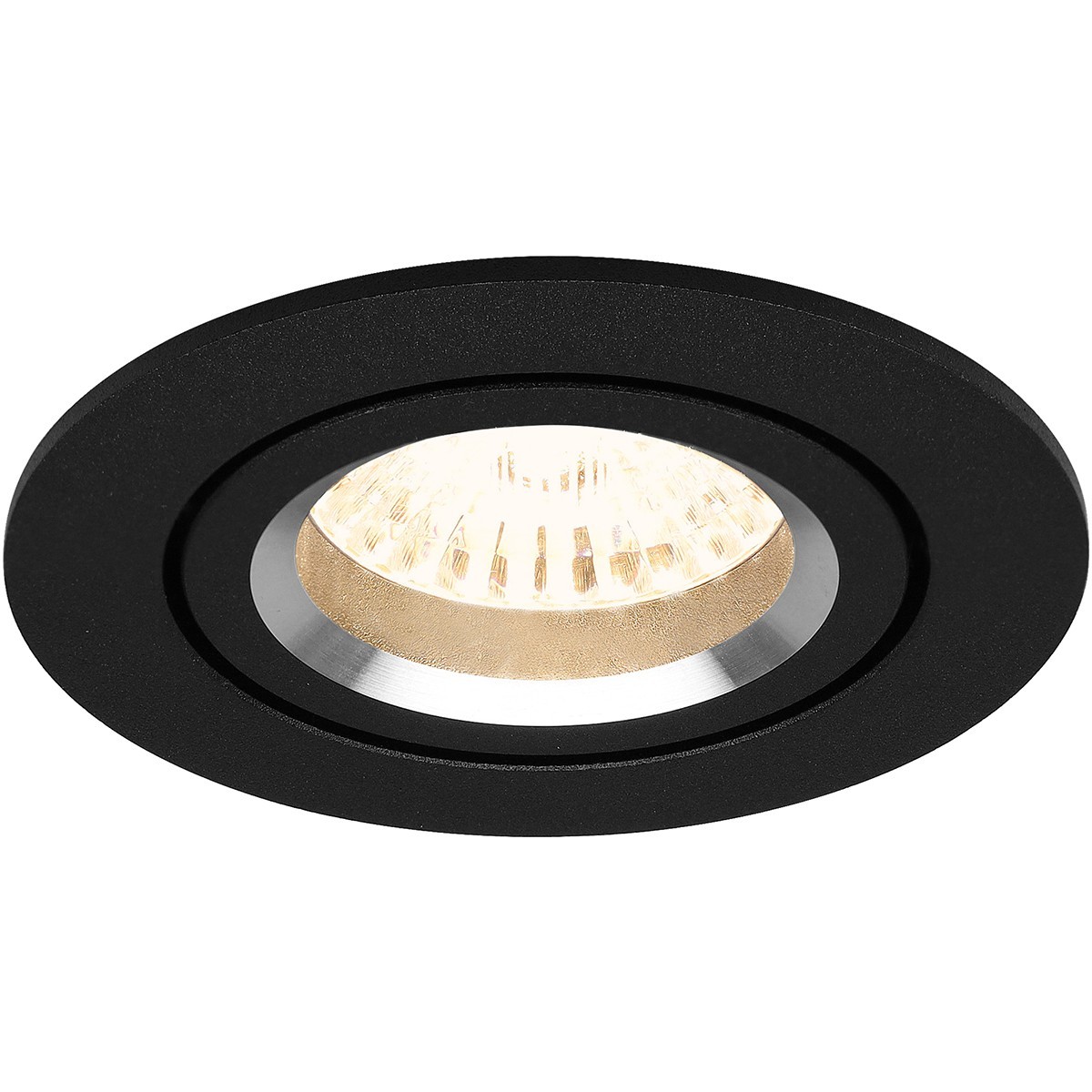 LED Spot Set - Pragmi Aerony Pro - GU10 Fitting - Dimbaar - Inbouw Rond - Mat Zwart - 6W - Warm Wit 3000K - Kantelbaar - Ø82mm