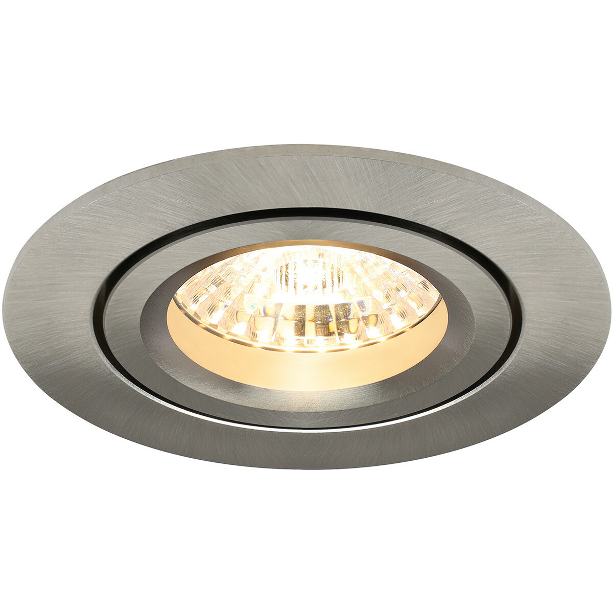 LED Spot Set - Pragmi Aerony Pro - GU10 Fitting - Inbouw Rond - Mat Nikkel - 4W - Warm Wit 3000K - Kantelbaar - Ø82mm