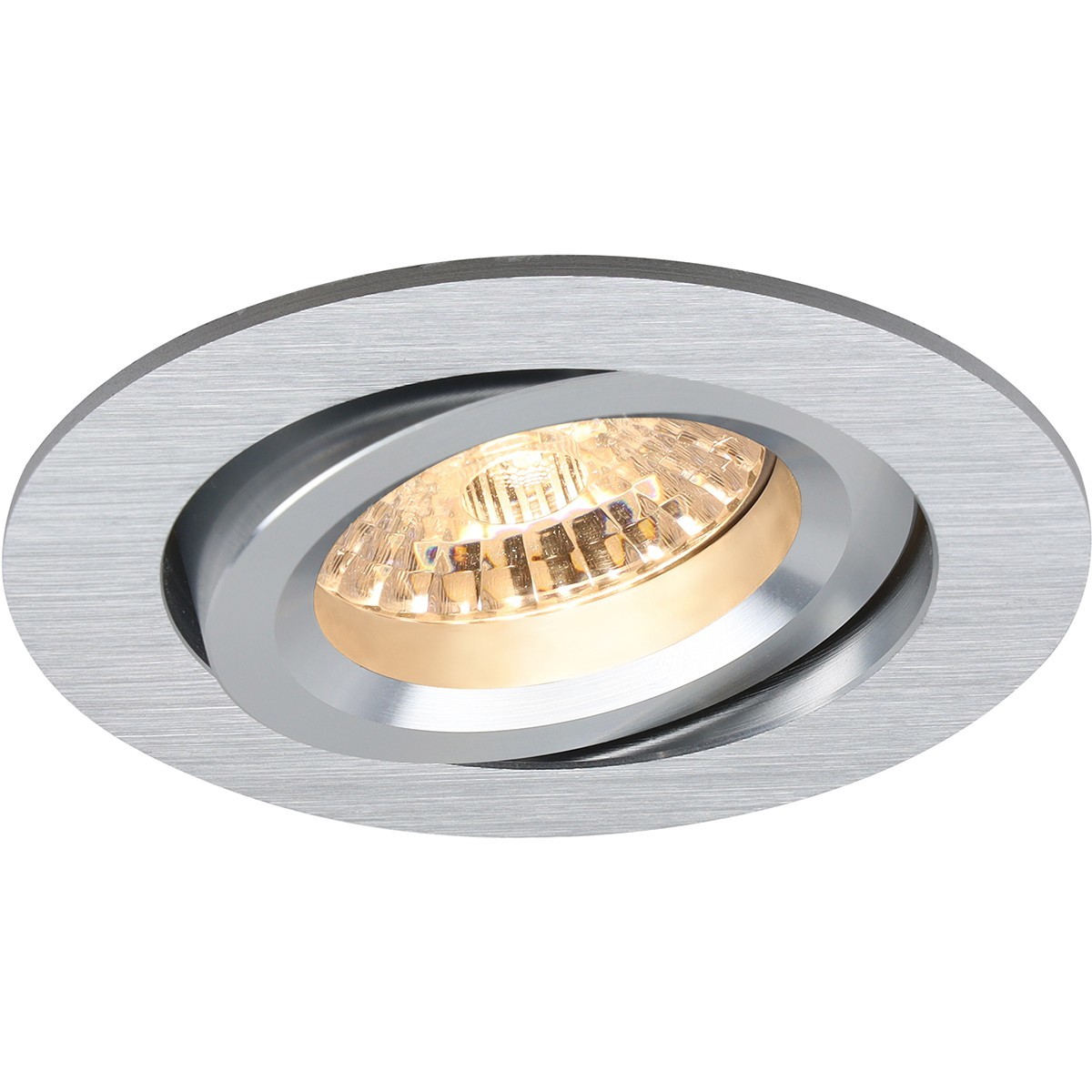 LED Spot Set - Pragmi Aerony Pro - GU10 Fitting - Inbouw Rond - Mat Zilver - 4W - Helder/Koud Wit 6400K - Kantelbaar - Ø82mm