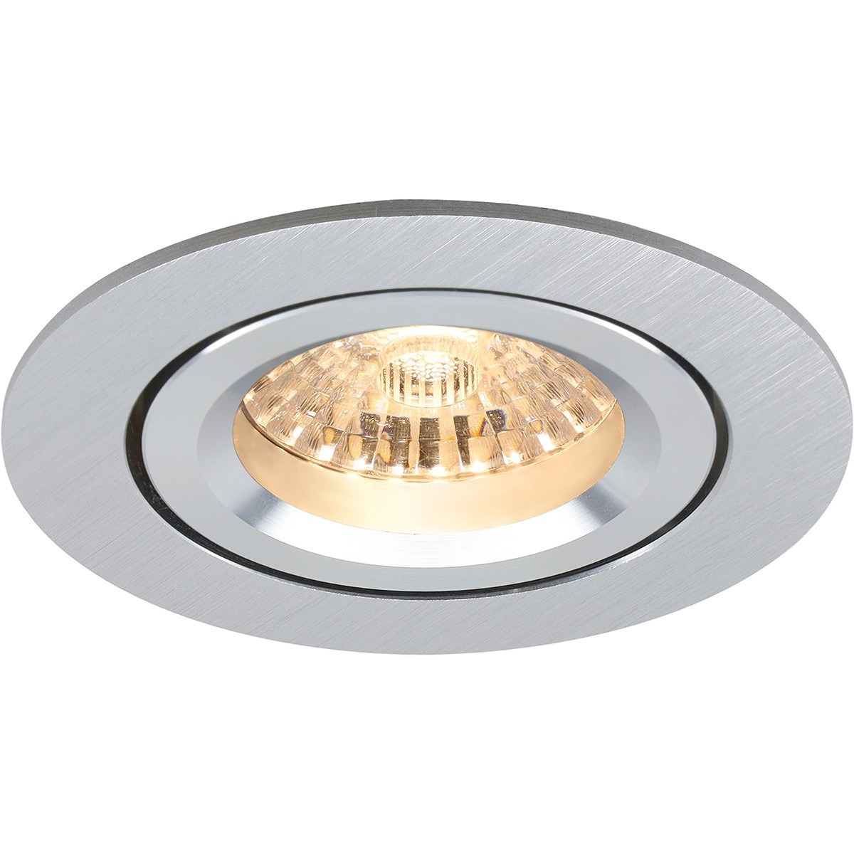 LED Spot Set - Pragmi Aerony Pro - GU10 Fitting - Inbouw Rond - Mat Zilver - 4W - Helder/Koud Wit 6400K - Kantelbaar - Ø82mm