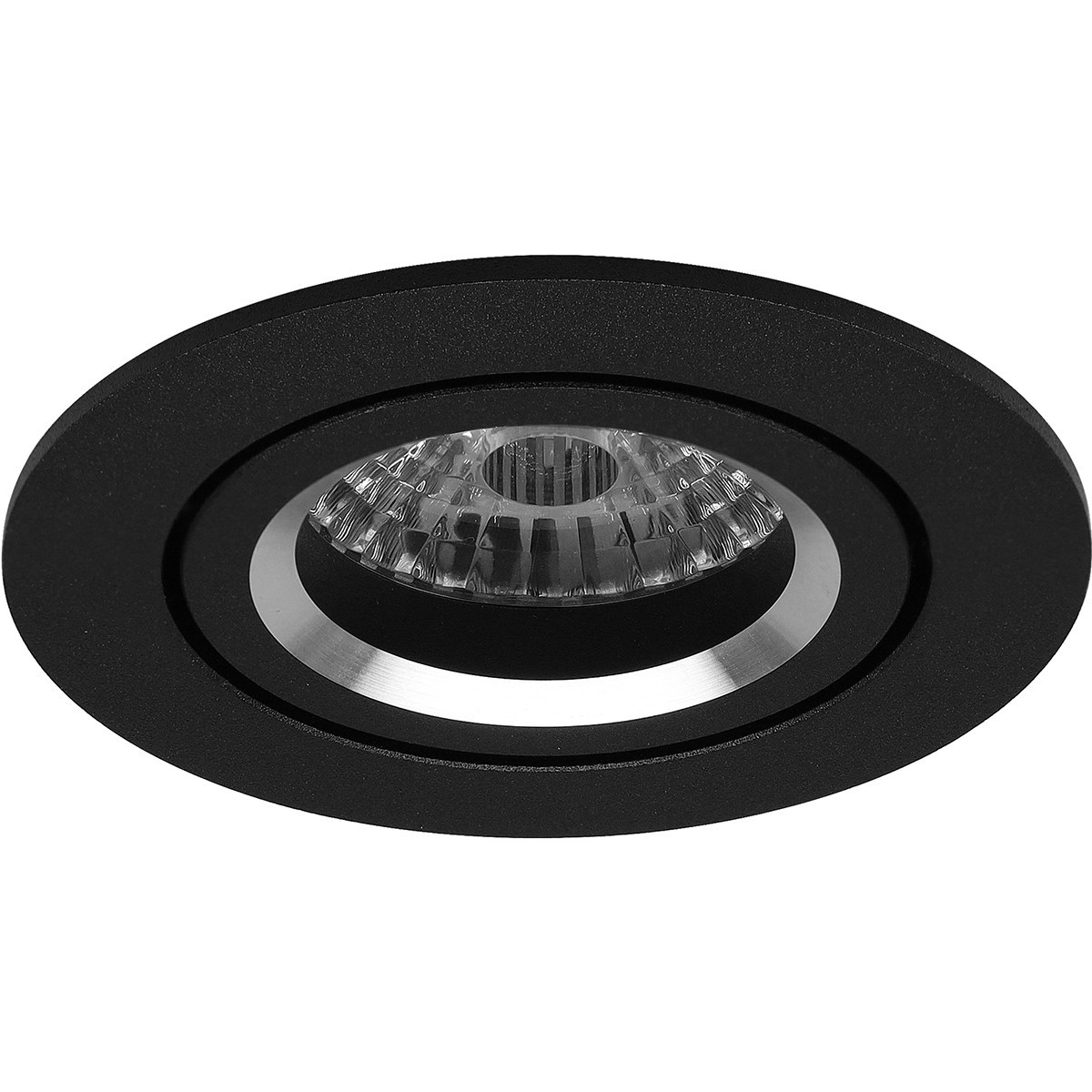 LED Spot Set - Pragmi Aerony Pro - GU10 Fitting - Inbouw Rond - Mat Zwart - 4W - Warm Wit 3000K - Kantelbaar - Ø82mm