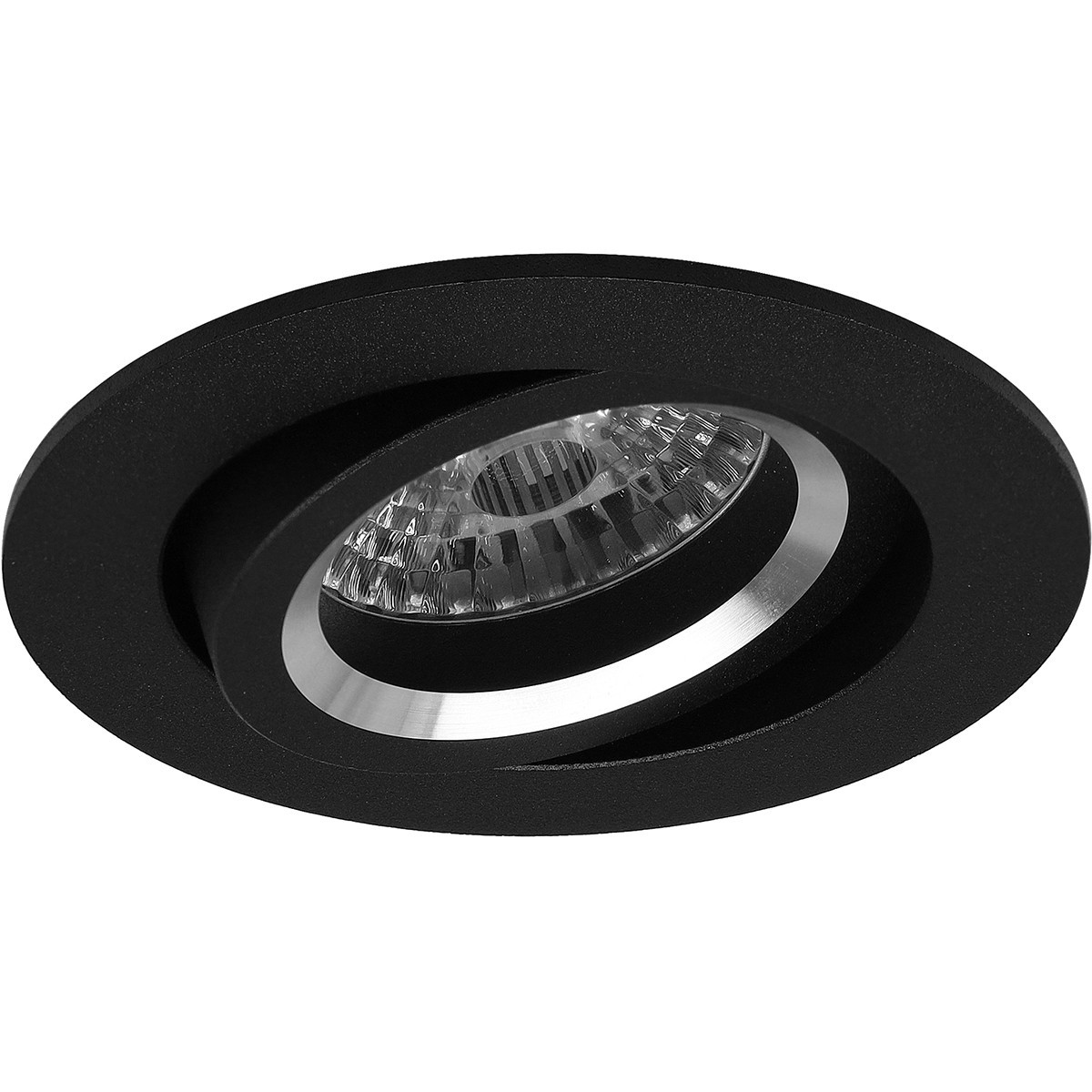 LED Spot Set - Aigi - Pragmi Aerony Pro - GU10 Fitting - Inbouw Rond - Mat Zwart - 8W - Warm Wit 3000K - Kantelbaar - Ø82mm