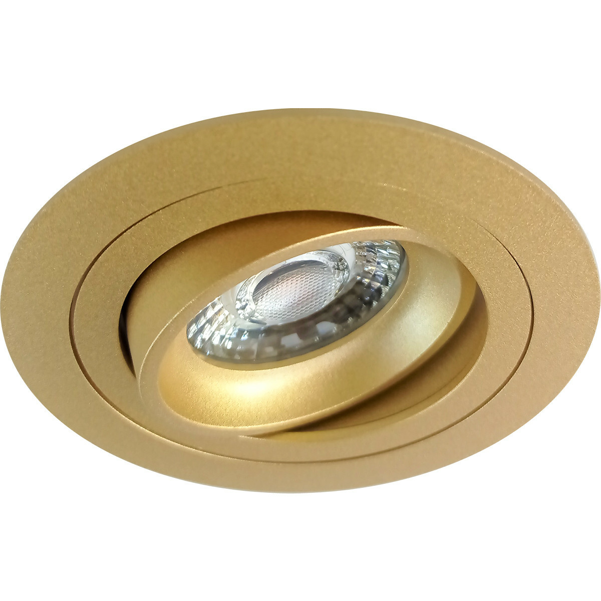 LED Spot Set - Pragmi Alpin Pro - GU10 Fitting - Dimbaar - Inbouw Rond - Mat Goud - 6W - Helder/Koud Wit 6400K - Kantelbaar - Ø92mm