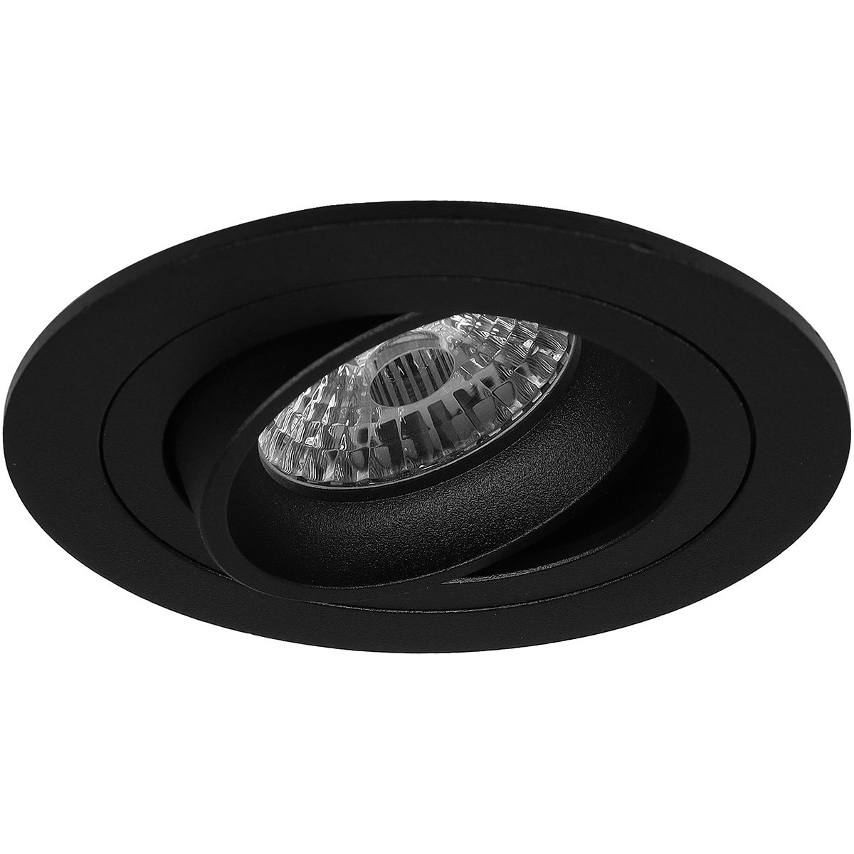 LED Spot Set - Aigi - Pragmi Alpin Pro - GU10 Fitting - Inbouw Rond - Mat Zwart - 6W - Helder/Koud Wit 6400K - Kantelbaar Ø92mm