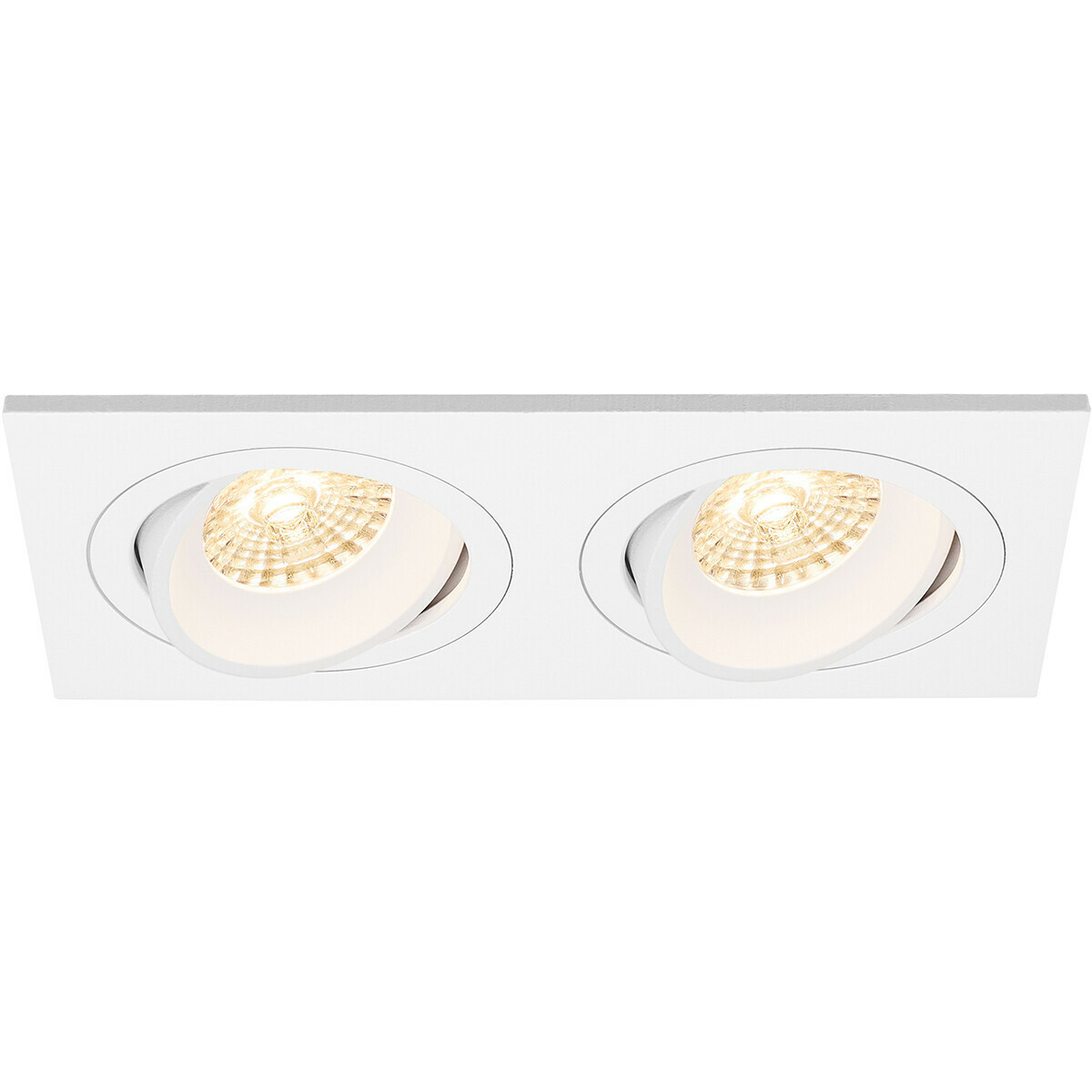 LED Spot Set - Pragmi Borny Pro - GU10 Fitting - Inbouw Rechthoek Dubbel - Mat Wit - 4W - Warm Wit 3000K - Kantelbaar - 175x92mm