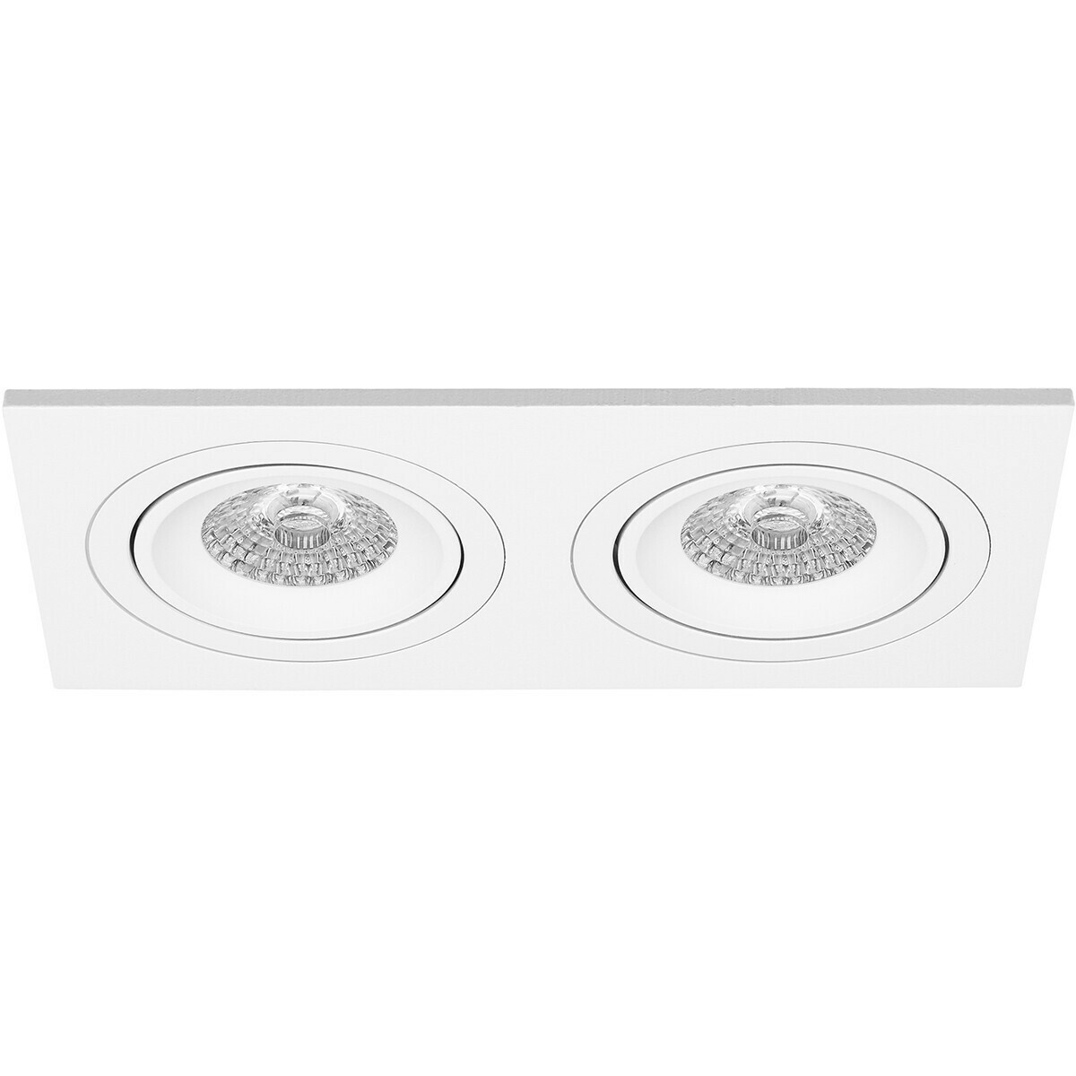 LED Spot Set - Pragmi Borny Pro - GU10 Fitting - Inbouw Rechthoek Dubbel - Mat Wit - 4W - Warm Wit 3000K - Kantelbaar - 175x92mm