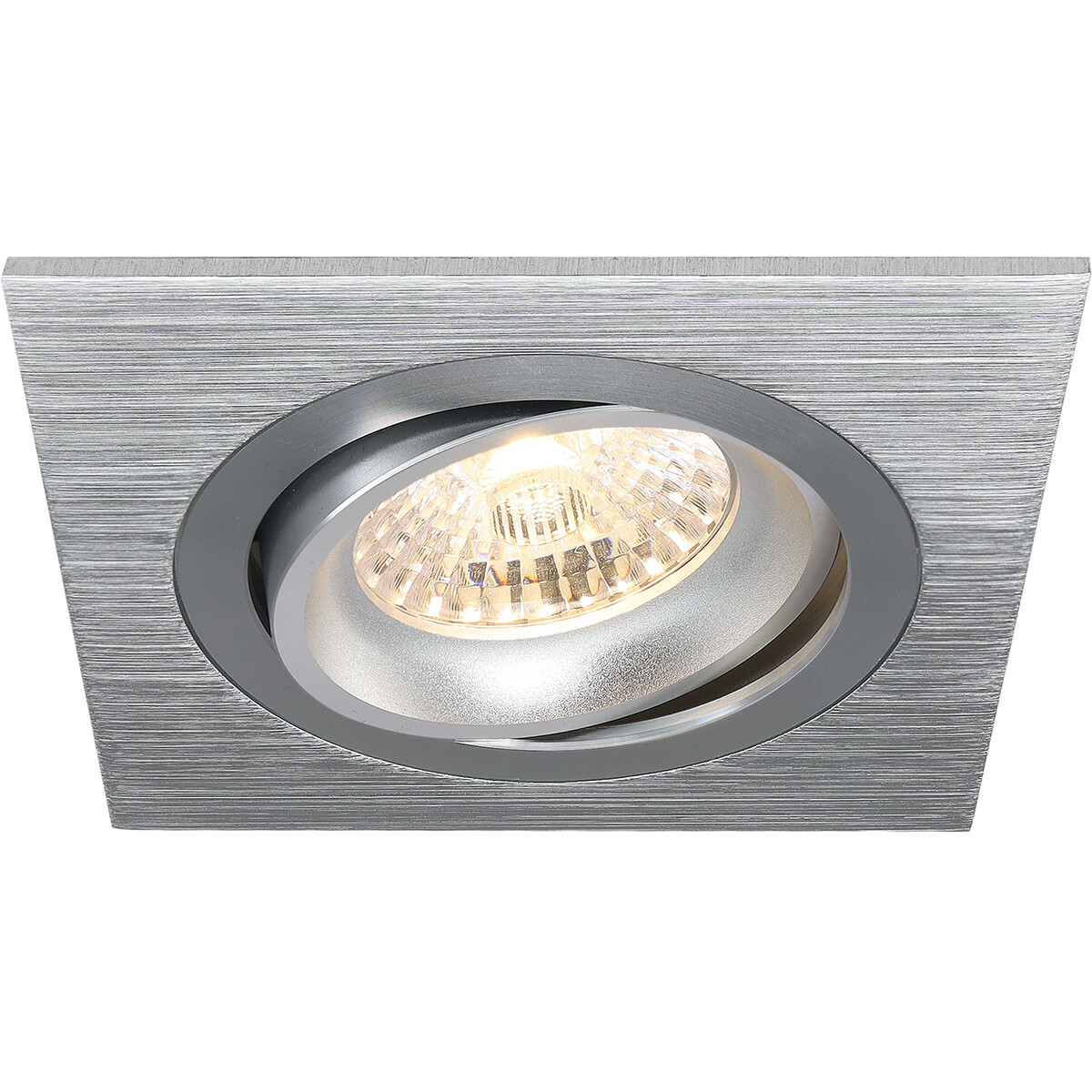 LED Spot Set - Pragmi Borny Pro - GU10 Fitting - Inbouw Vierkant - Mat Zilver - 4W - Natuurlijk Wit 4200K - Kantelbaar - 92mm