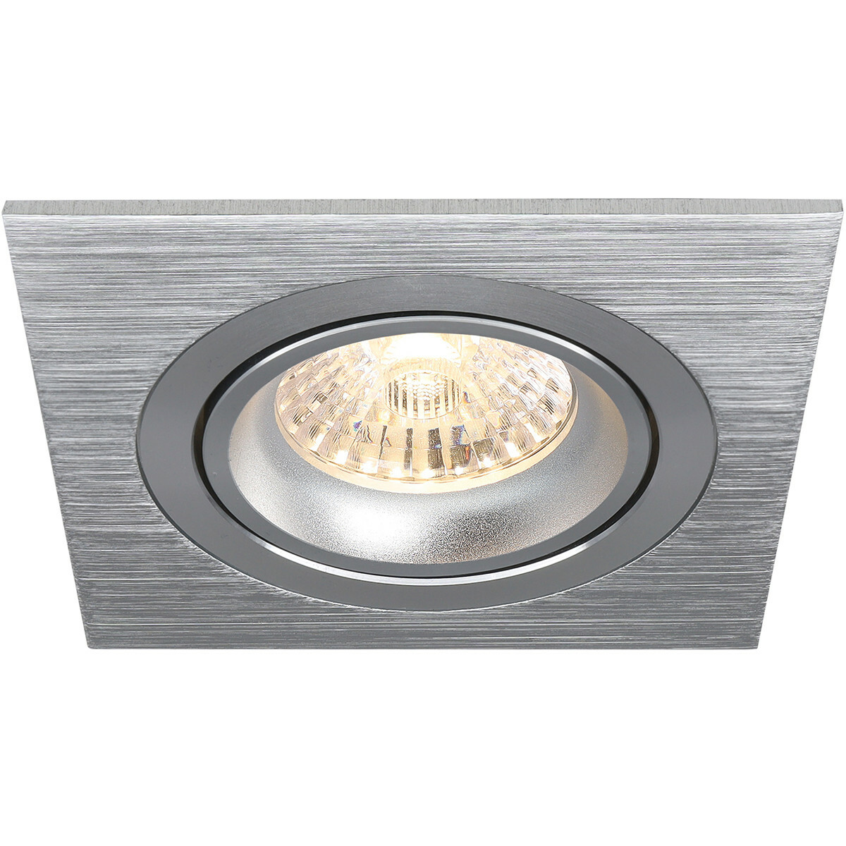 LED Spot Set - Pragmi Borny Pro - GU10 Fitting - Inbouw Vierkant - Mat Zilver - 4W - Natuurlijk Wit 4200K - Kantelbaar - 92mm