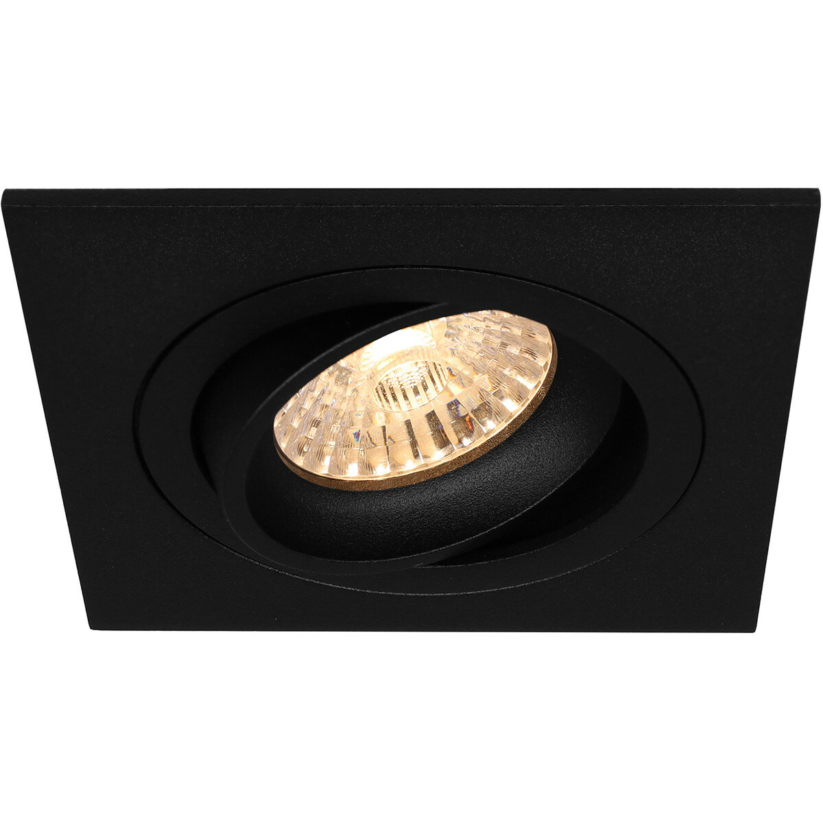 LED Spot Set - Pragmi Borny Pro - GU10 Fitting - Inbouw Vierkant - Mat Zwart - 4W - Warm Wit 3000K - Kantelbaar - 92mm