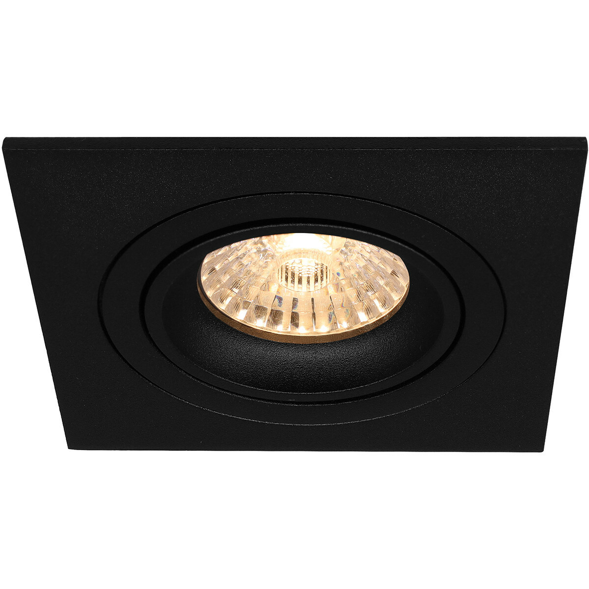 LED Spot Set - Pragmi Borny Pro - GU10 Fitting - Inbouw Vierkant - Mat Zwart - 4W - Warm Wit 3000K - Kantelbaar - 92mm