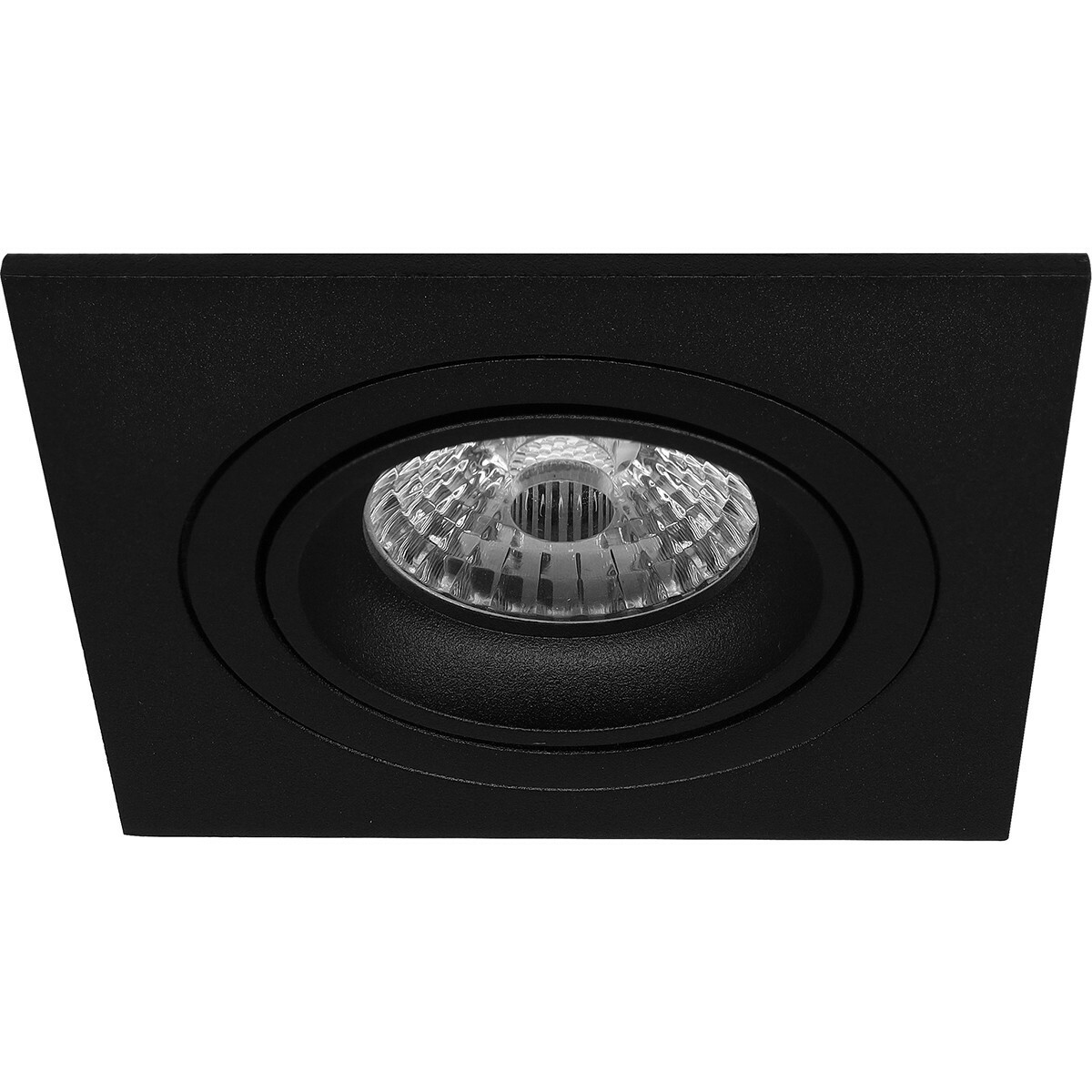 LED Spot Set - Pragmi Borny Pro - GU10 Fitting - Inbouw Vierkant - Mat Zwart - 4W - Warm Wit 3000K - Kantelbaar - 92mm