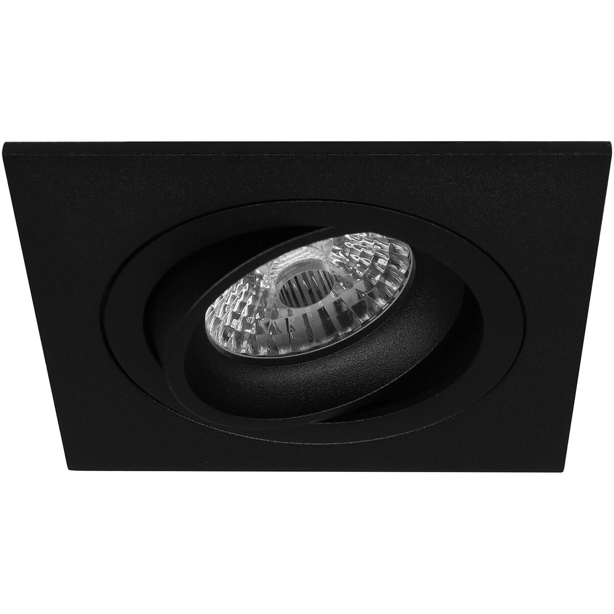 LED Spot Set - Aigi - Pragmi Borny Pro - GU10 Fitting - Inbouw Vierkant - Mat Zwart - 6W - Helder/Koud Wit 6400K - Kantelbaar - 92mm