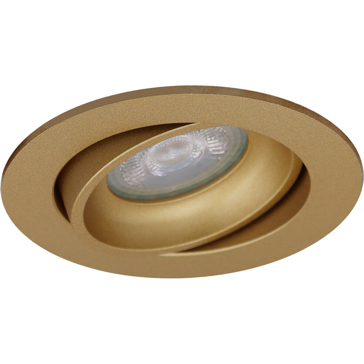 LED Spot Set - Pragmi Delton Pro - GU10 Fitting - Dimbaar - Inbouw Rond - Mat Goud - 6W - Helder/Koud Wit 6400K - Kantelbaar - Ø82mm