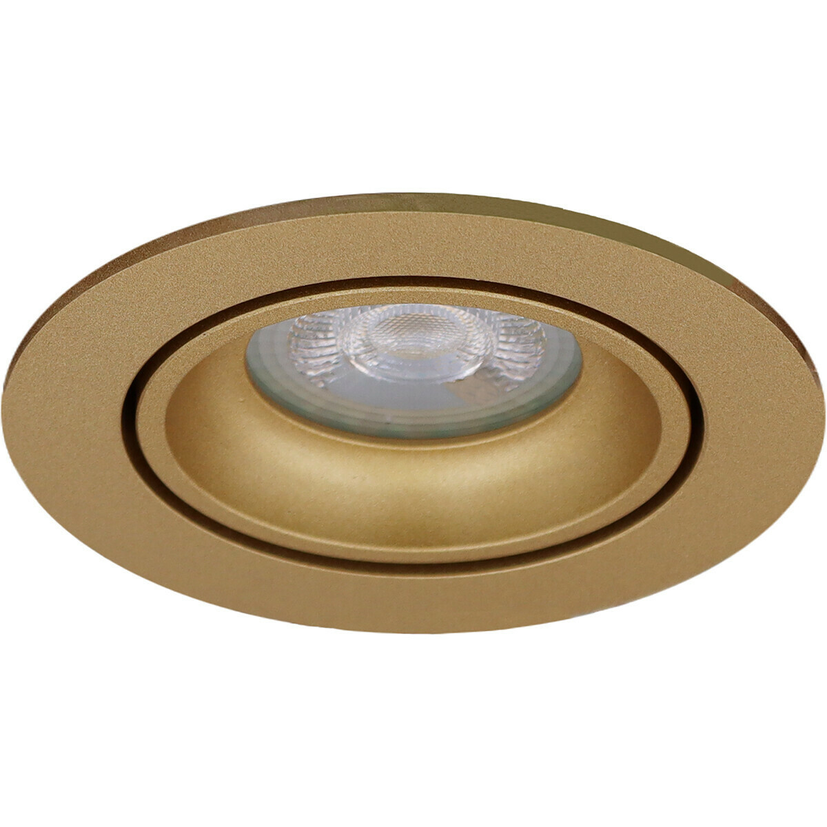 LED Spot Set - Pragmi Delton Pro - GU10 Fitting - Dimbaar - Inbouw Rond - Mat Goud - 6W - Helder/Koud Wit 6400K - Kantelbaar - Ø82mm