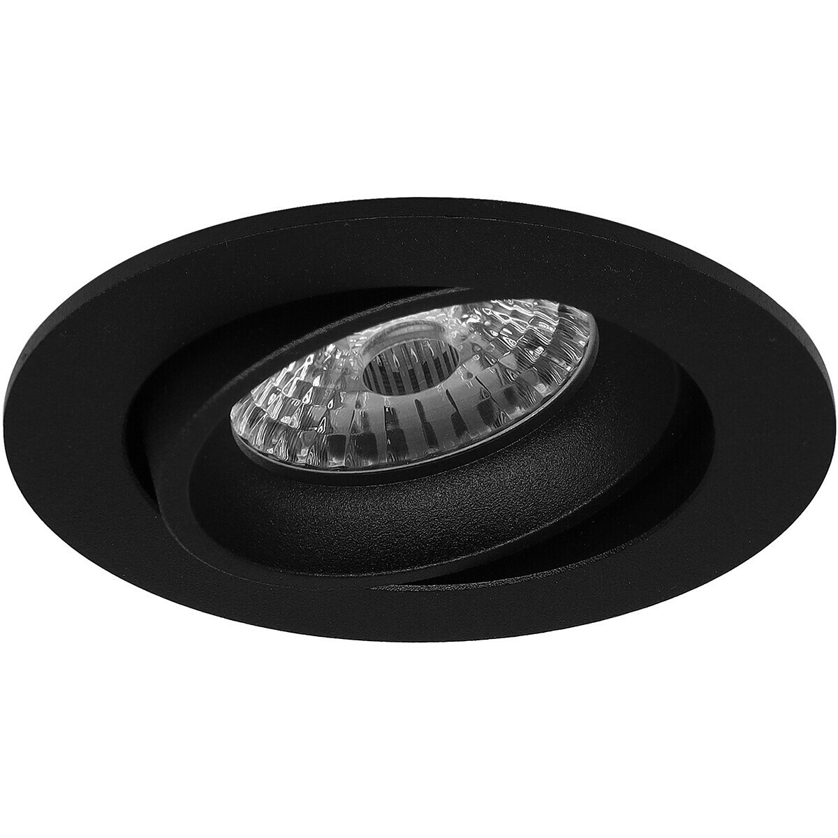 LED Spot Set - Aigi - Pragmi Delton Pro - GU10 Fitting - Inbouw Rond - Mat Zwart - 8W - Warm Wit 3000K - Kantelbaar - Ø82mm