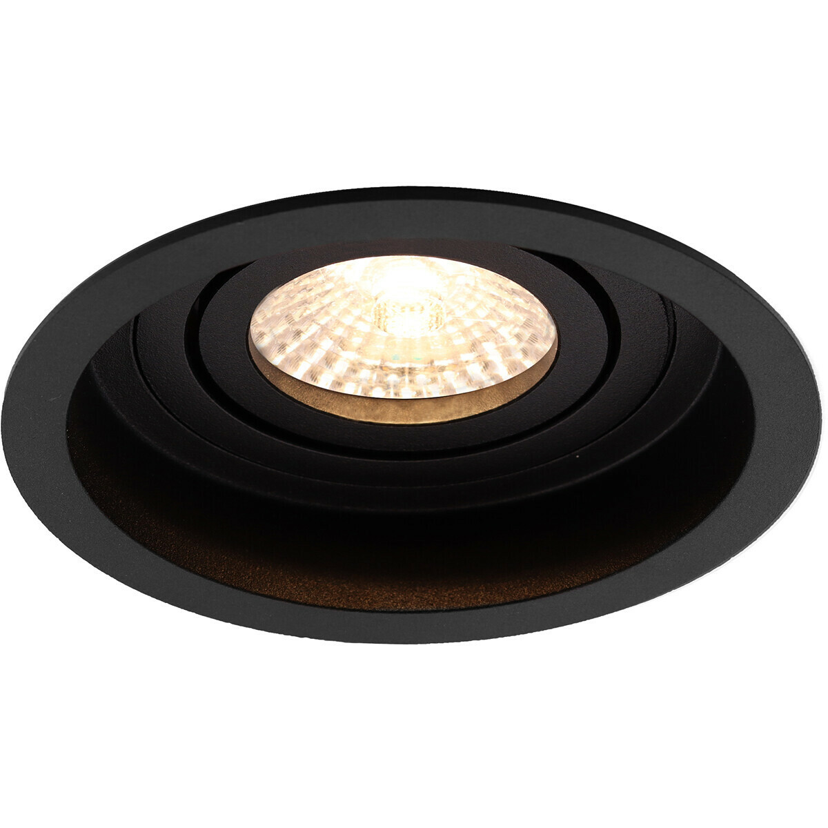 LED Spot Set - Pragmi Domy Pro - GU10 Fitting - Inbouw Rond - Mat Zwart - 4W - Warm Wit 3000K - Verdiept - Kantelbaar - Ø105mm