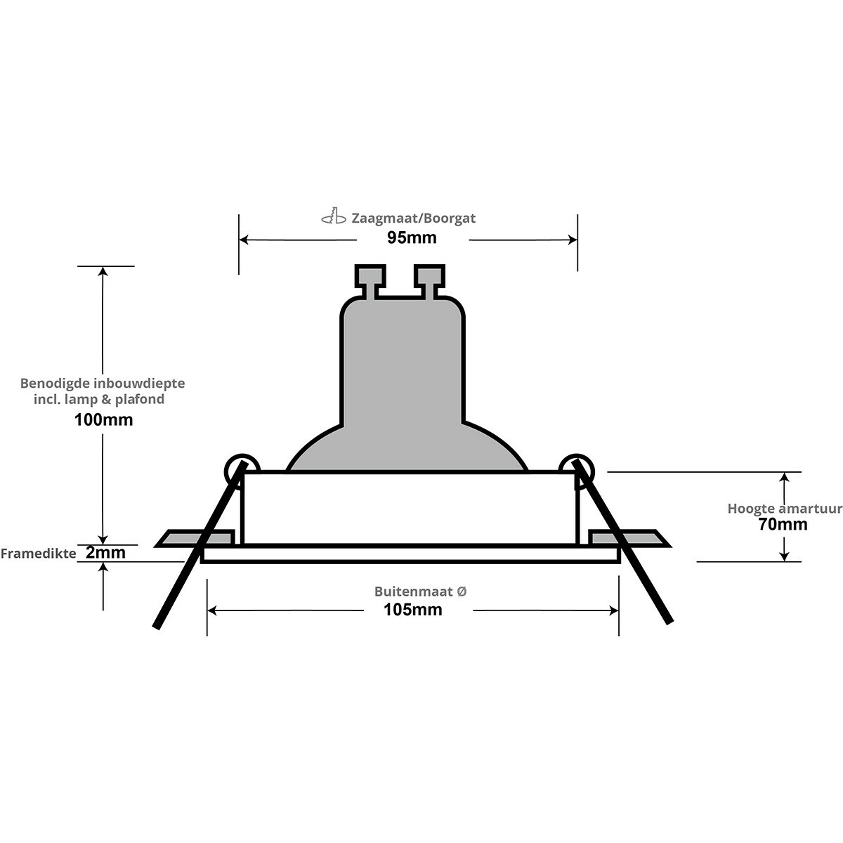 LED Spot Set - Pragmi Domy Pro - GU10 Fitting - Dimbaar - Inbouw Rond - Mat Zwart - 6W - Warm Wit 3000K - Verdiept - Kantelbaar - Ø105mm