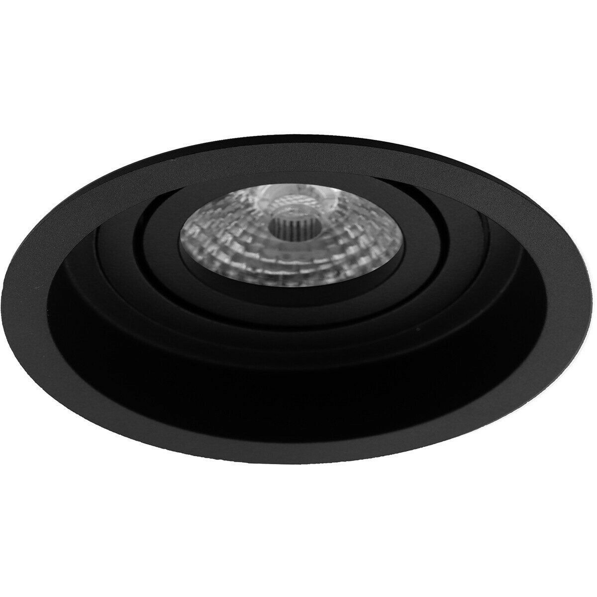 LED Spot Set - Pragmi Domy Pro - GU10 Fitting - Inbouw Rond - Mat Zwart - 4W - Warm Wit 3000K - Verdiept - Kantelbaar - Ø105mm